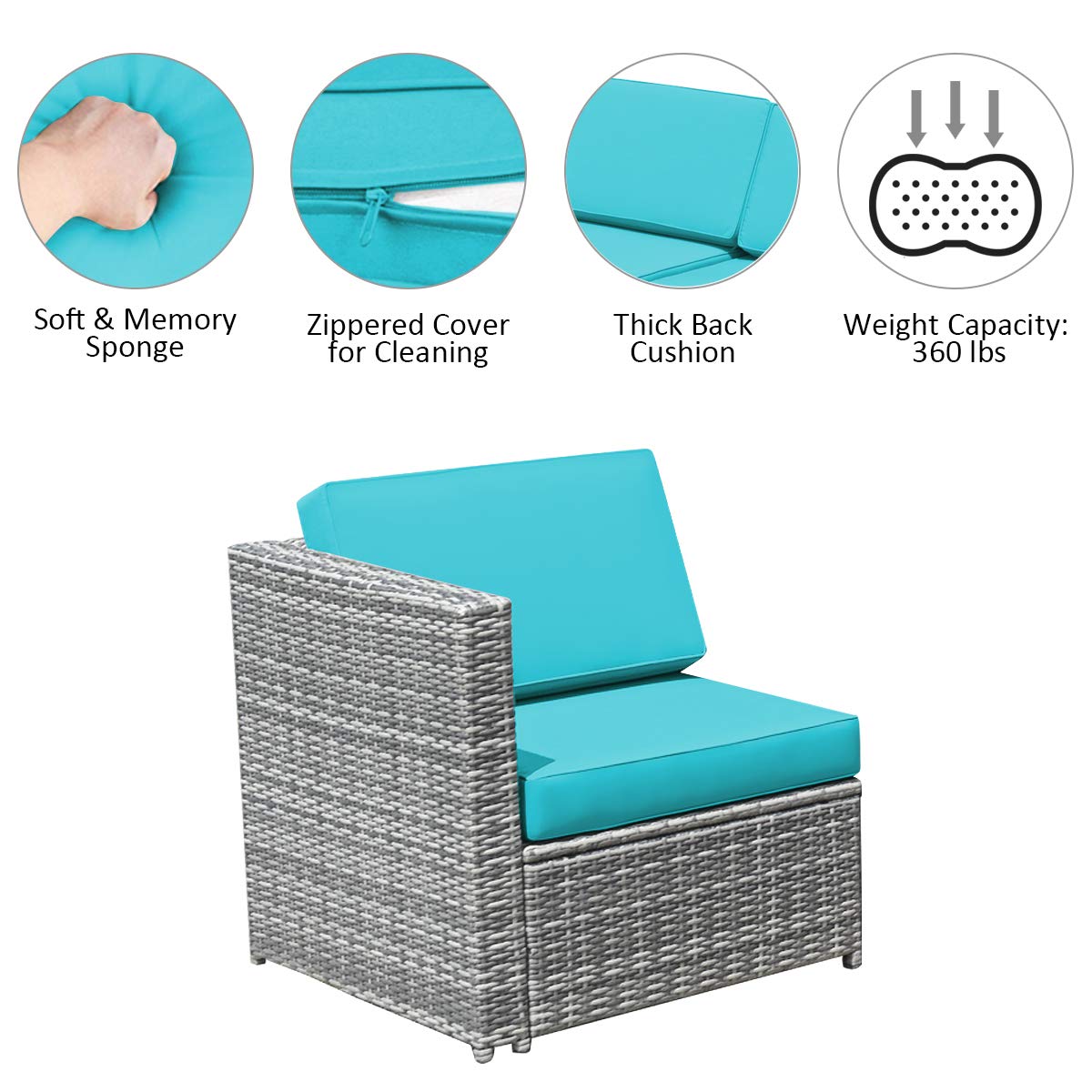 HappyGrill 8-Piece Outdoor Patio Furniture Set - All-Weather Rattan Wicker Sectional Sofa with Coffee Table, Cushions & Storage Box - Perfect for Garden, Backyard, Poolside & Outdoor Entertaining