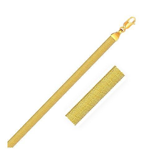 5.0mm 14k Yellow Gold Super Flexible Herringbone Chain Necklace - 18 Inch Length for Women, Perfect for Layering, Gift Giving & Everyday Elegance