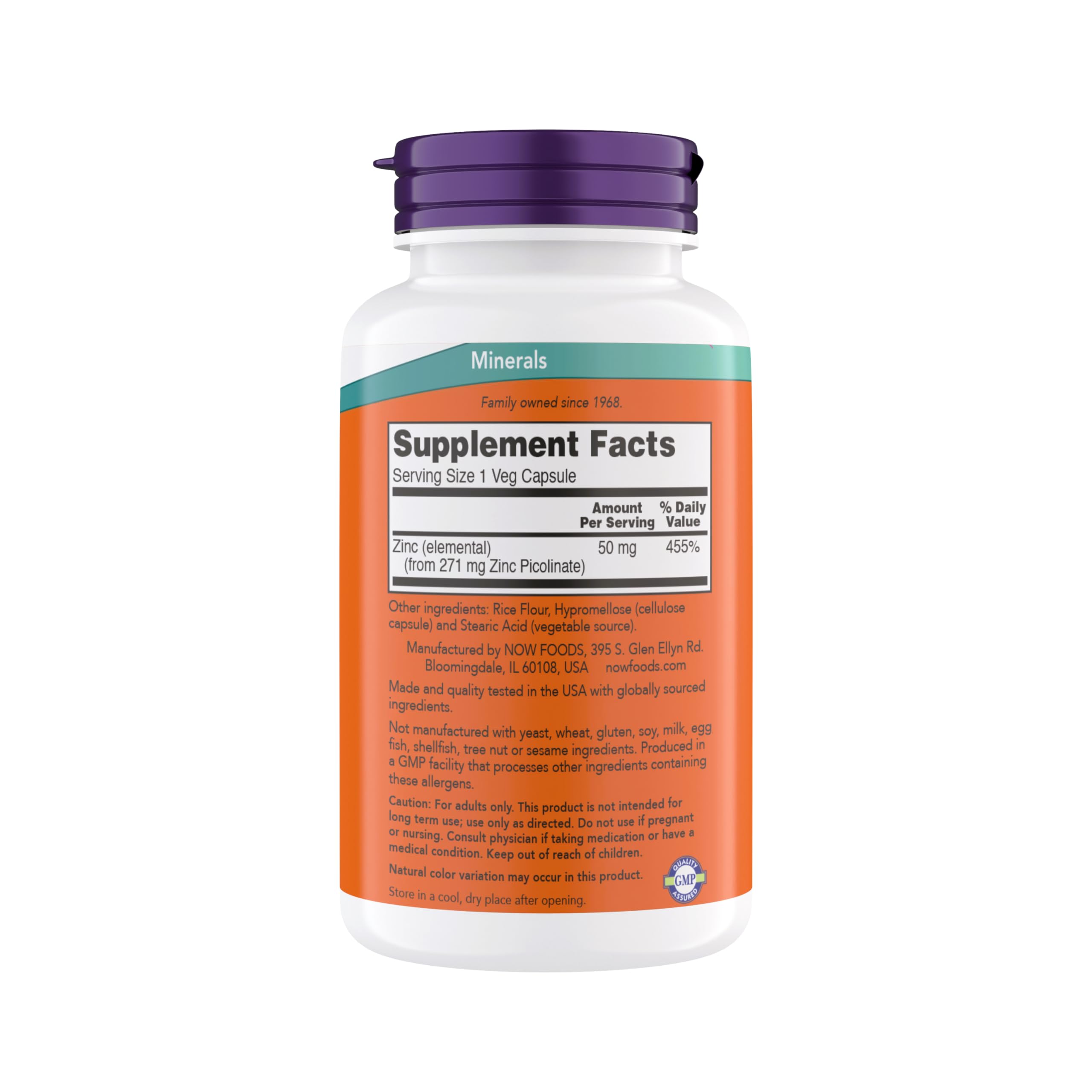 NOW Supplements Zinc Picolinate 50mg - 240 Vegetarian Capsules | Immune System Support, Enzyme Function Aid | Vegan, Non-GMO, Kosher Certified | Daily Wellness Supplement for Adults & Seniors