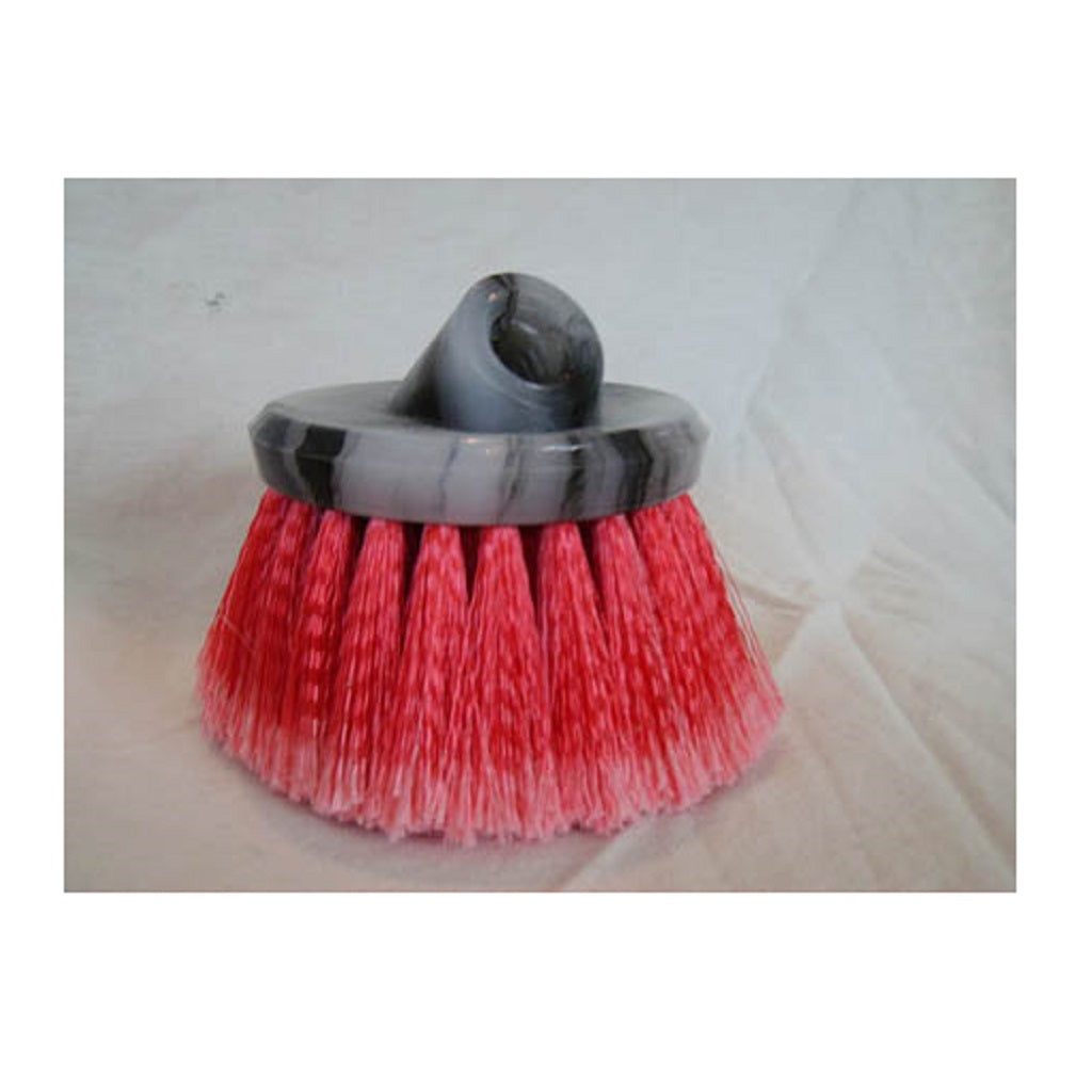 Red Medium Soft Round Polystyrene Flow Through Brush - High Chemical Resistance for Cement Trucks & Aggressive Cleaning - Ideal for Industrial Cleaning, Concrete Mixers & Heavy-Duty Applications