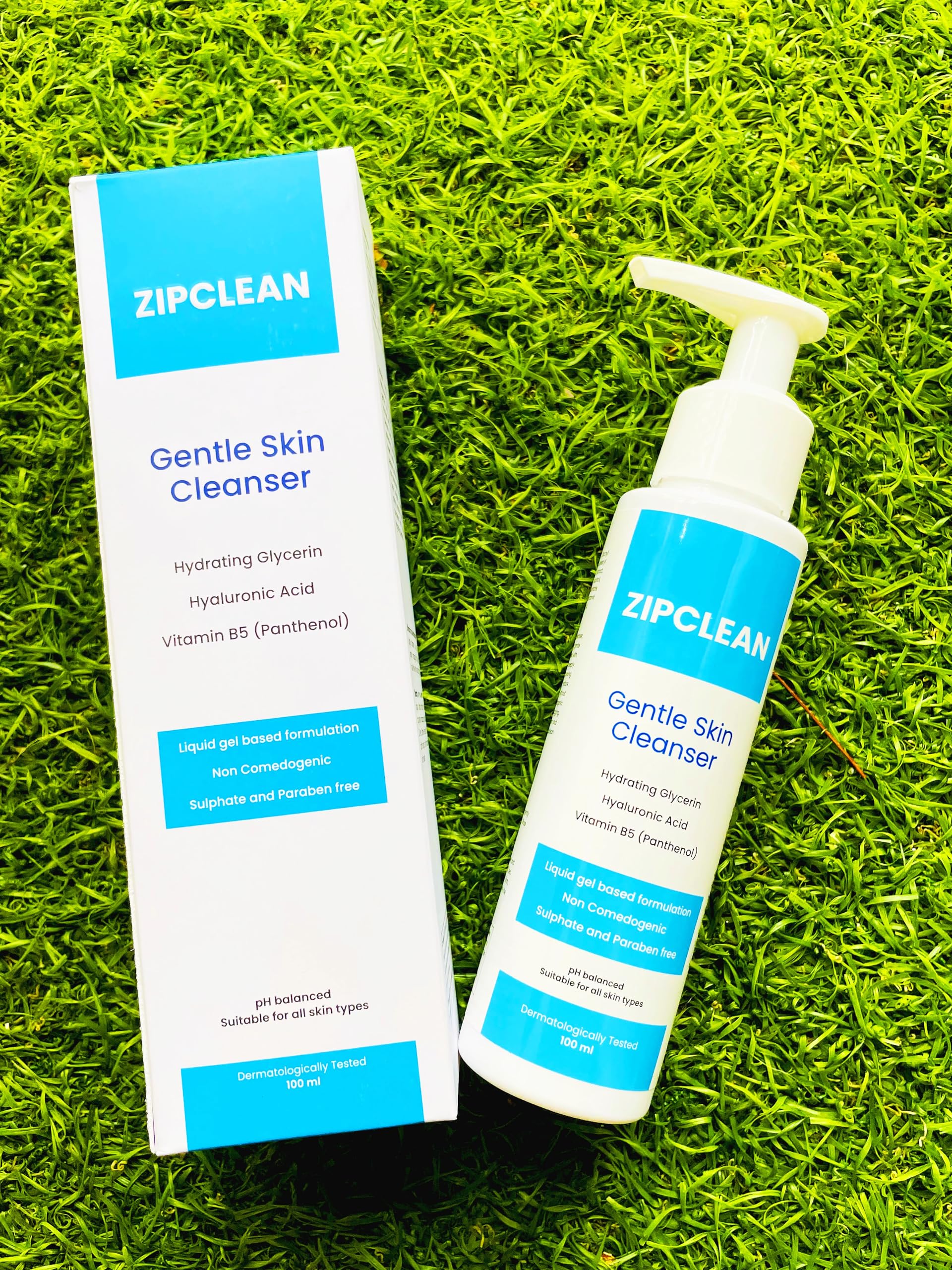 ZIPCLEAN Gentle Hydrating Face Wash for All Skin Types | Vitamin B5, Hyaluronic Acid & Glycerin Enriched | Dermatologist Recommended | Sulfate & Paraben Free | 100ml | Perfect for Daily Cleansing & Skin Hydration