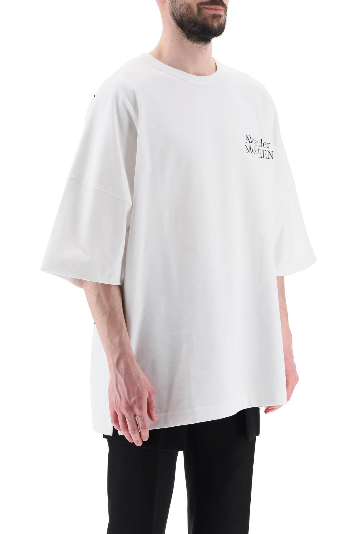 Alexander McQueen Oversized Maxi Logo Print T-Shirt for Men - Stylish Streetwear & Casual Outfit Essential