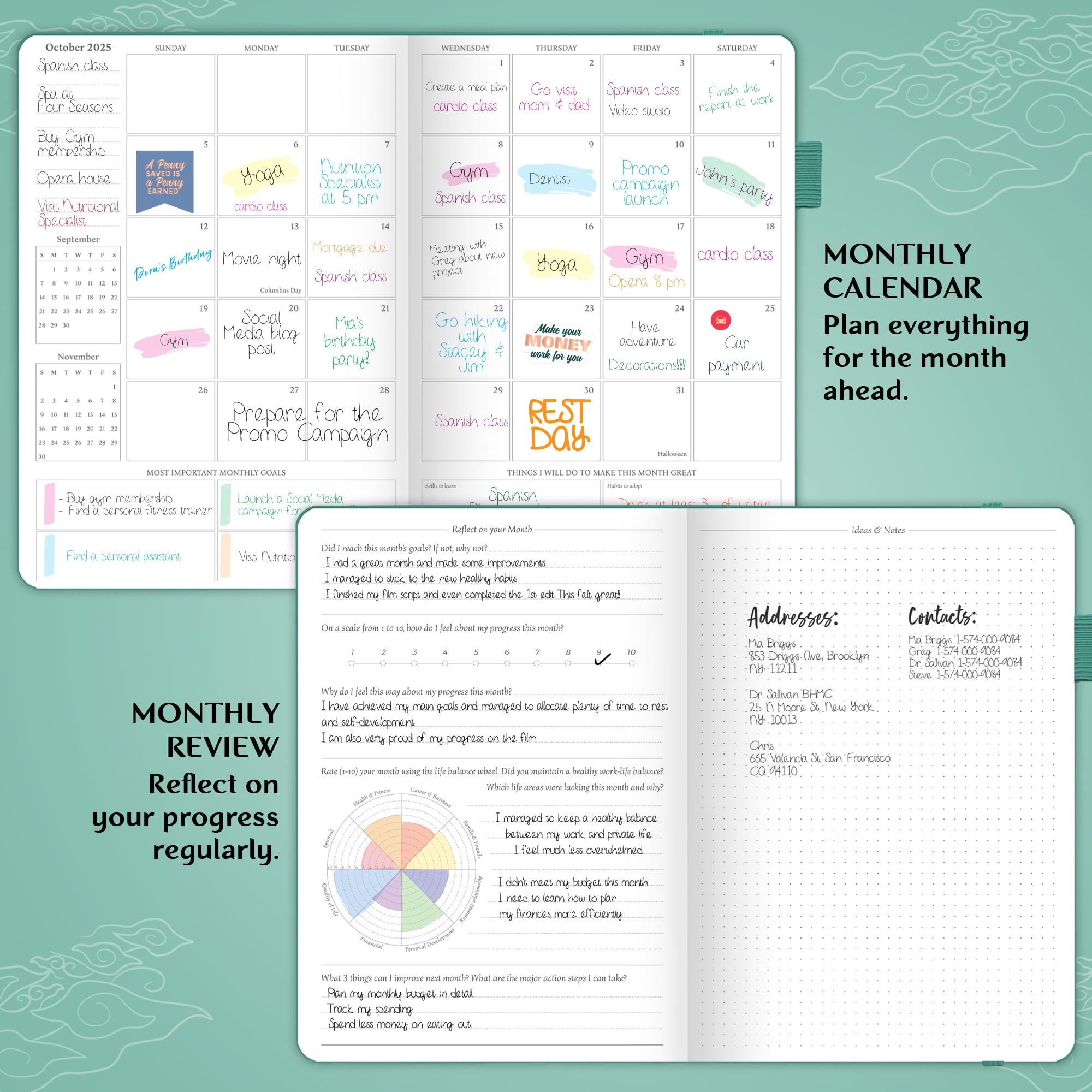Legend Planner PRO Dated Jan 2025-Jan 2026 – Premium Weekly & Daily Planner with Time Slots, Appointment Book for Work & Time Management, A4 Hardcover (Viridian Green) – Perfect for Professionals, Students & Entrepreneurs to Organize Schedules, Track Goals & Boost Productivity