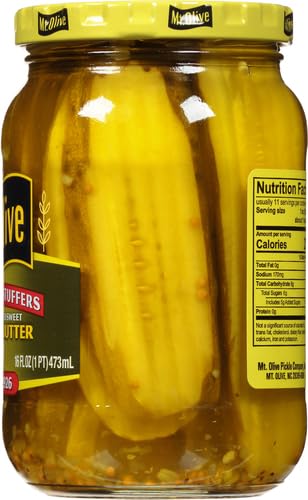 MT. OLIVE Sandwich Stuffers - Bread & Butter Pickles in a 16 oz Jar - Perfect for Burgers, Sandwiches & Snacking