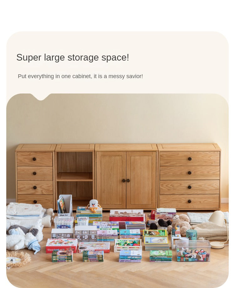 Oak Solid Wood Kids Dresser with 3 Drawers - Natural Wood Chest of Drawers for Nursery & Bedroom - Sturdy Storage Cabinet for Clothes, Toys & Baby Essentials