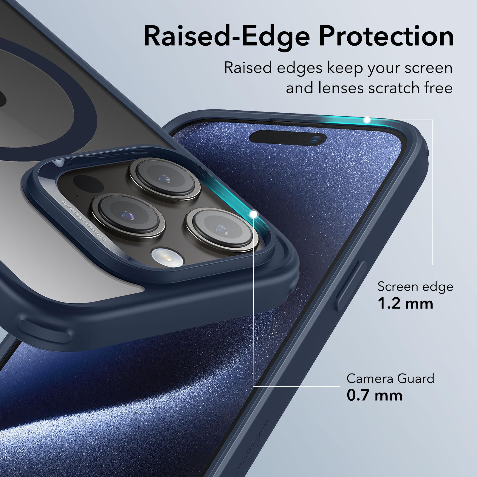 ESR for iPhone 15 Pro Case with MagSafe - Military-Grade Protection, Anti-Yellowing & Scratch-Resistant Back Cover - Magnetic Phone Case for iPhone 15 Pro (Classic Series, Clear Dark Blue) - Perfect for Work, Travel & Outdoor Activities