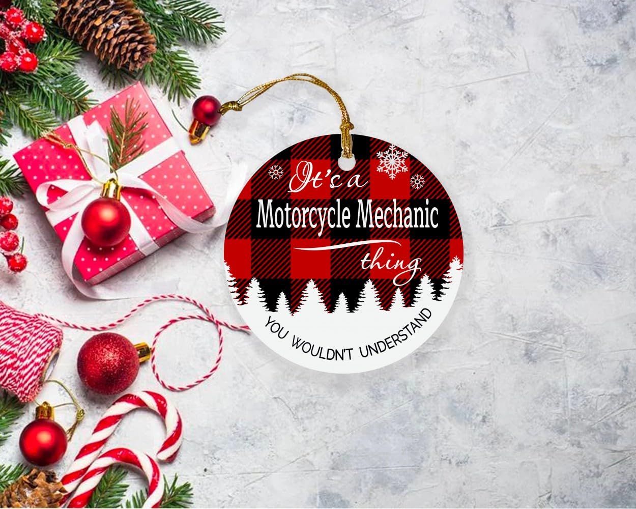 2024 Motorcycle Mechanic Christmas Tree Ornament - 3
