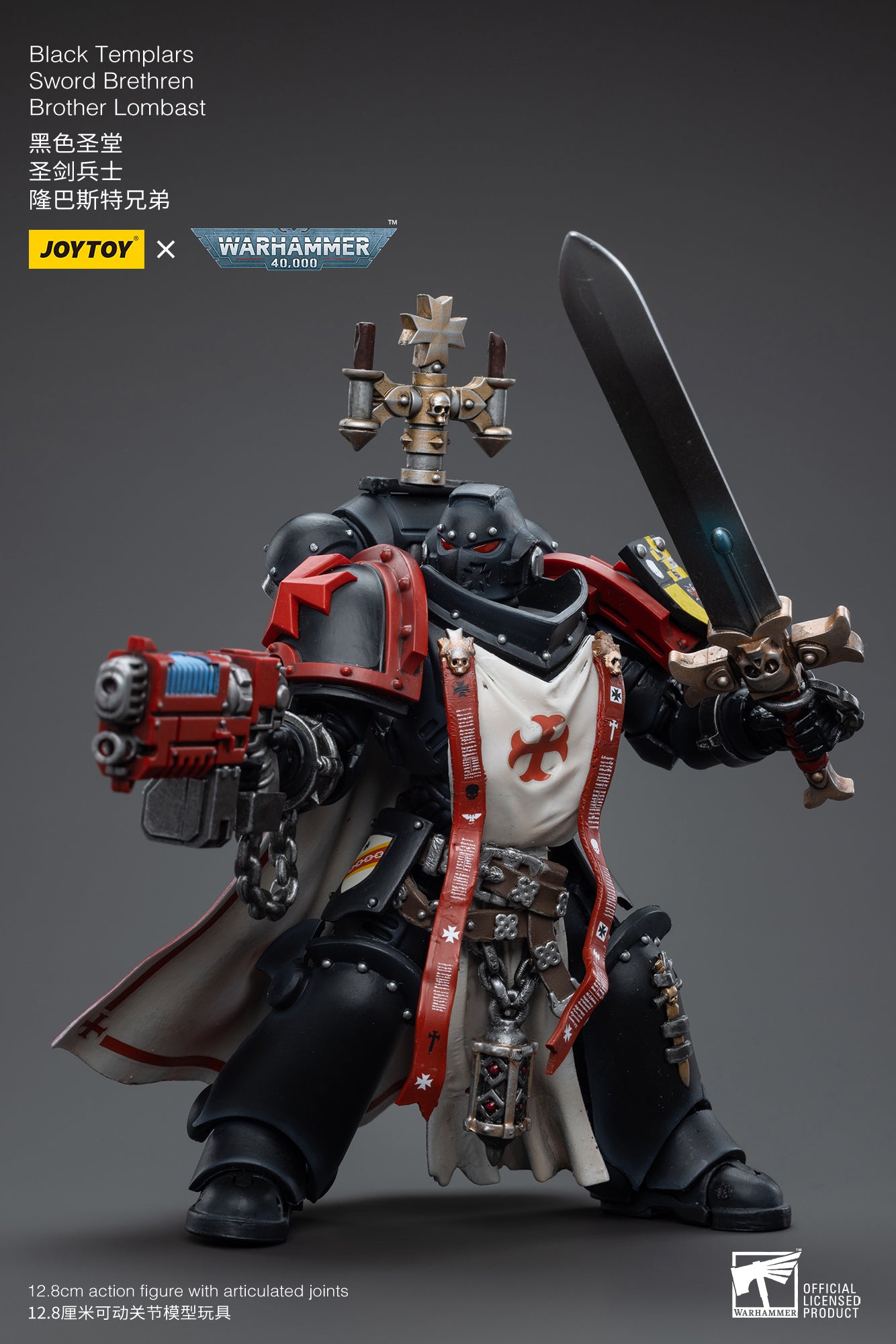 Pre-Order JOYTOY 1/18 Scale Warhammer 40K Black Templars Sword Brethren Brother Lombast Action Figure (Reissue) - Perfect for Warhammer Collectors and Tabletop Gaming Displays