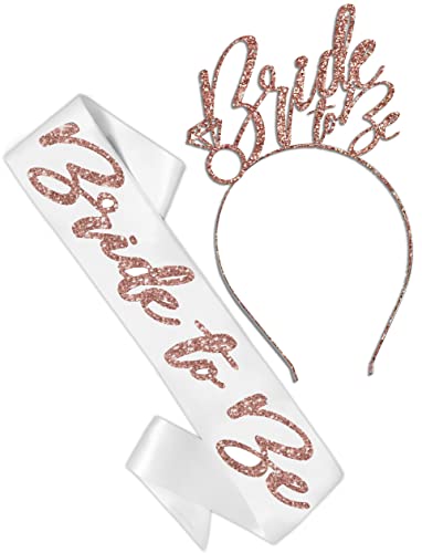 A: Bride To Be (White Sash - Rose Gold Bride Headband)