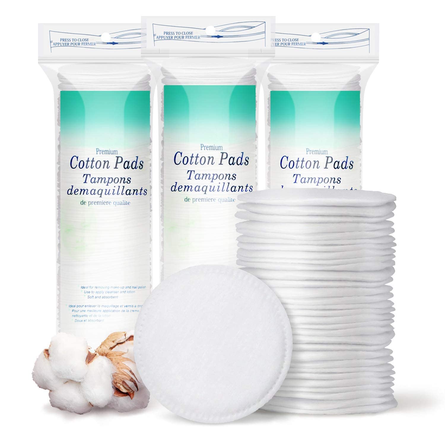50Pcs 100% Natural Cotton Facial Rounds - Soft Makeup Remover Pads for Gentle Face Cleansing, Toner & Moisturizer Application - Hypoallergenic Baby Care Pads - Perfect for Daily Skincare & Travel Essentials (Packing May Vary)