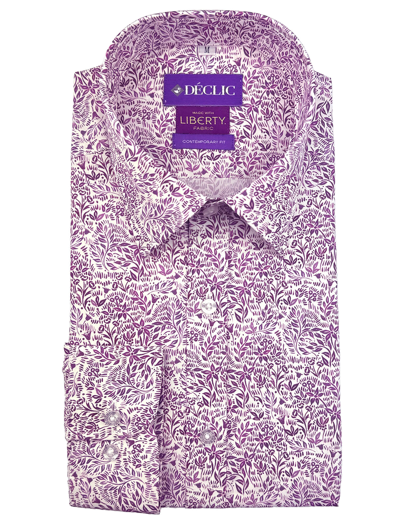 DÉCLIC Liberty Shaun's Tapestry Print Shirt - Purple Floral Vintage Button Up Shirt for Men, Casual & Formal Wear, Perfect for Office, Date Night and Special Occasions