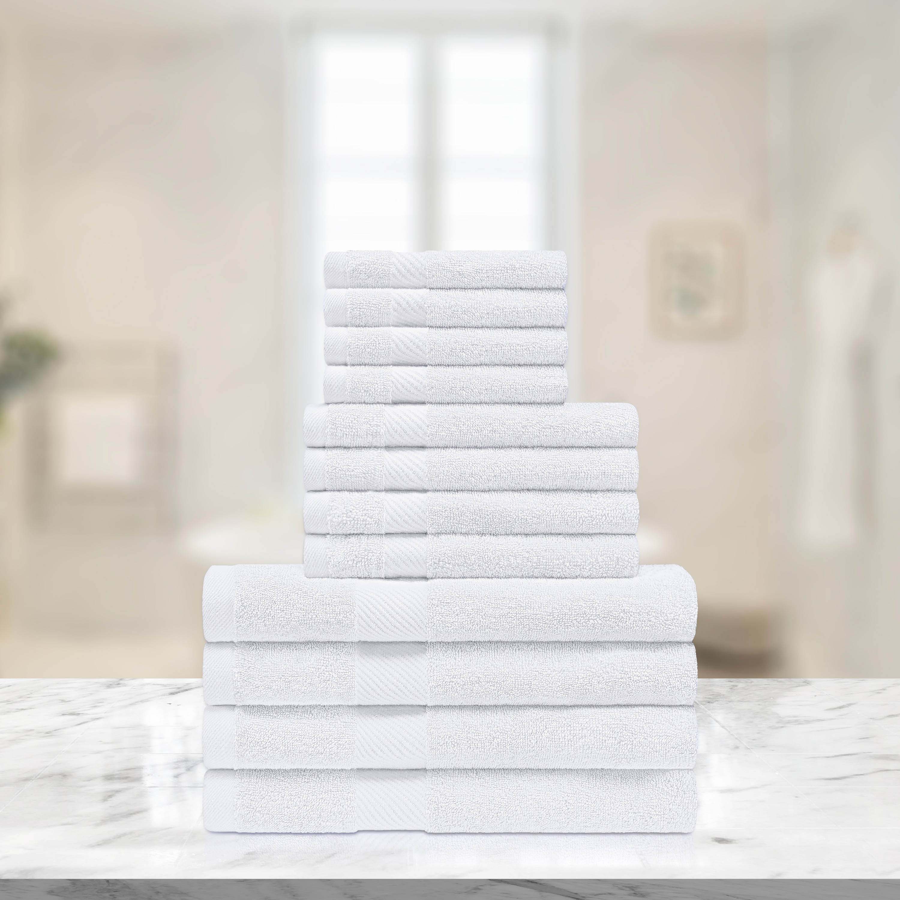 Premium 12-Piece Egyptian Cotton Towel Set - Ultra Soft & Absorbent Bath Towels, Hand Towels & Washcloths - Luxury Spa & Bathroom Essentials for Home & Hotel Use