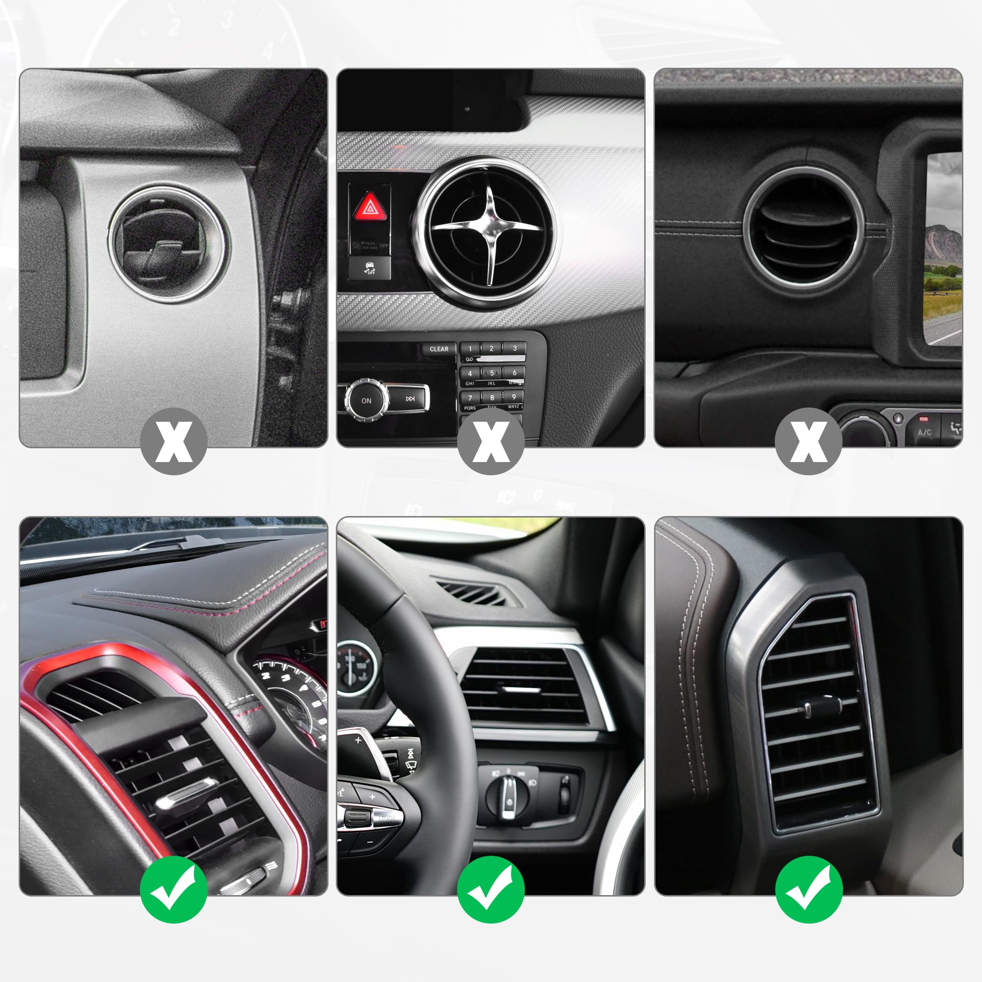 X AUTOHAUX 10-Piece Car Air Vent Decorations - Universal Fit Straight Vent Outlet Trim Strips (Black & White) | Interior Styling Accessories for Sedans, SUVs & Trucks