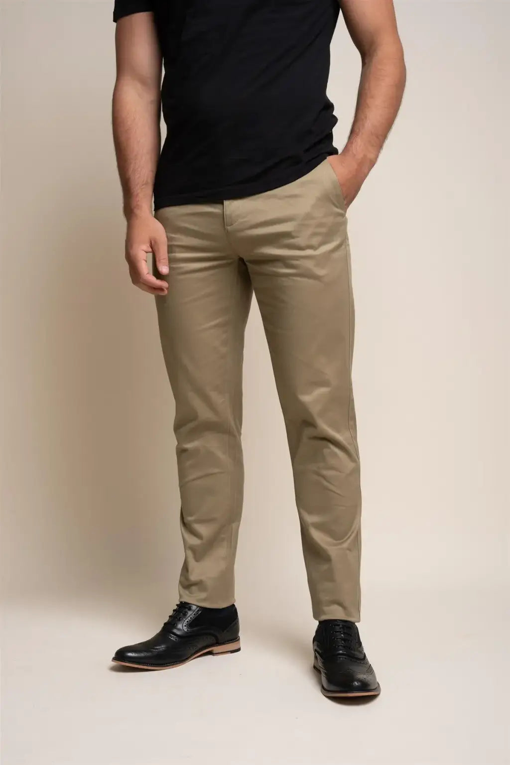 Cavani Men's Dakota Stone Chino Pants - Classic Slim Fit Stretch Comfort Dress Pants for Business Casual & Office Wear