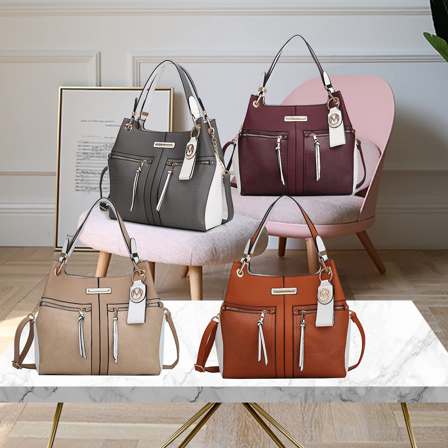 MKF Collection Women's Vegan Leather Tote Bag - Stylish Shoulder Handbag with Top Handle for Work, Travel & Daily Use | Fashionable Satchel Purse by Mia K