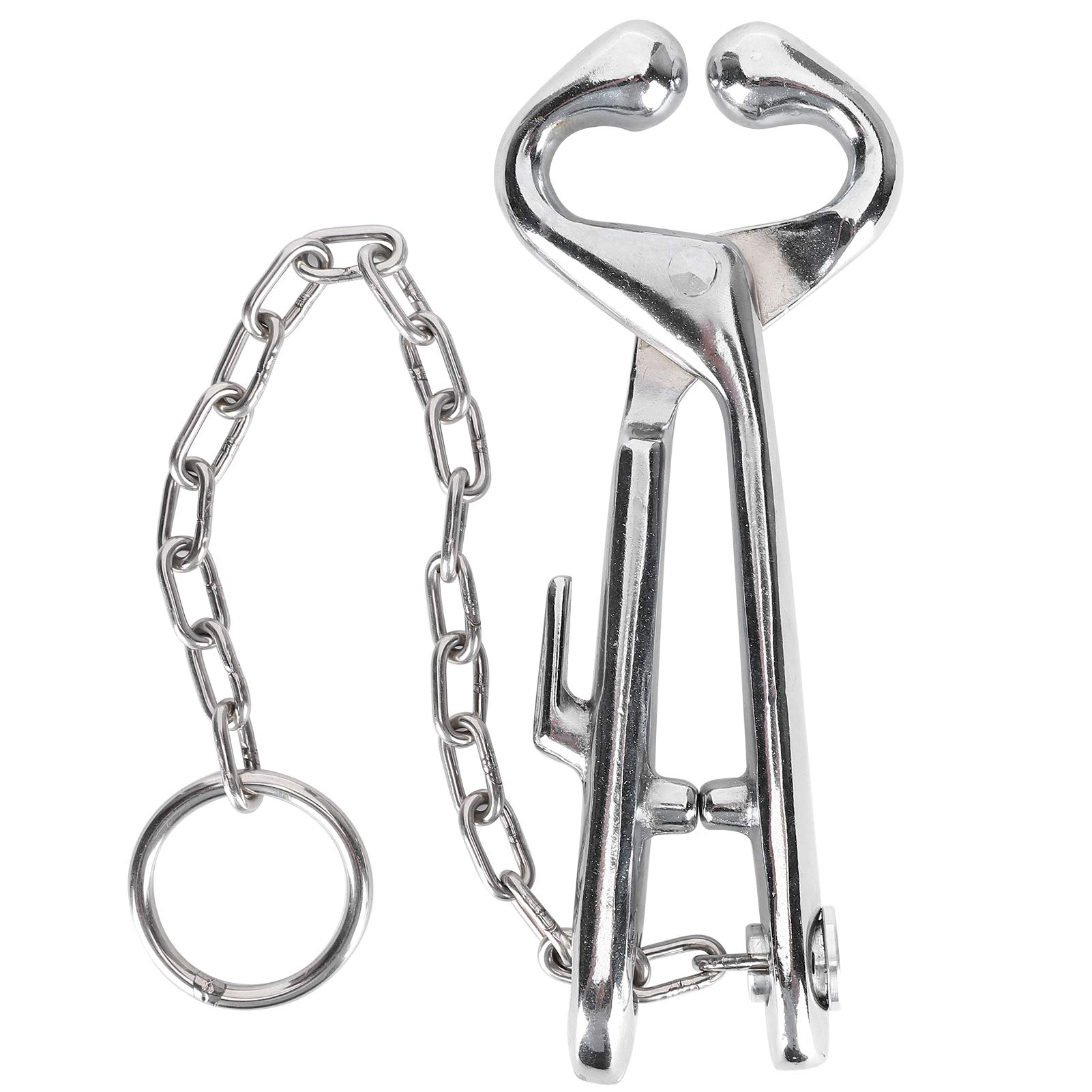 Stainless Steel Cow Nose Pliers - 7.9 Inch Automatic Locking Cattle Traction Clamp for Farm & Veterinary Use - Durable Livestock Tool for Cattle Handling, Milking & Veterinary Procedures