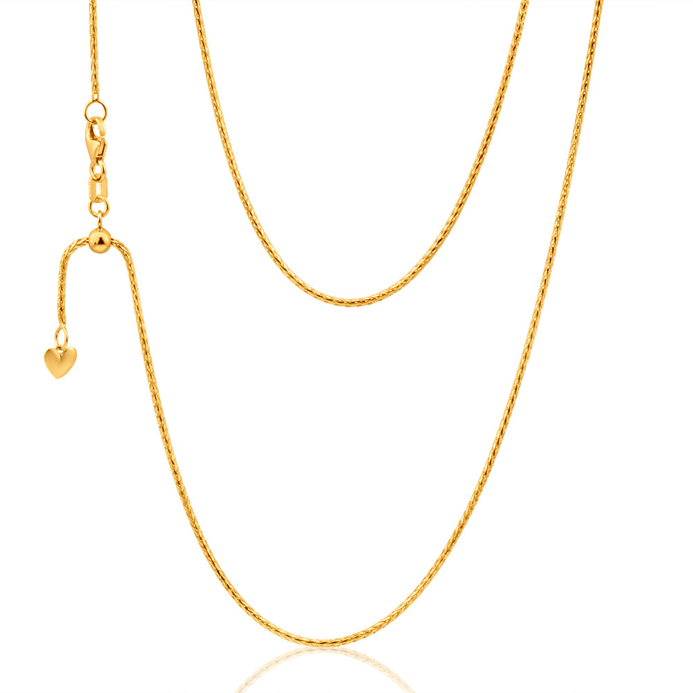 9ct Yellow Gold 50cm Wheat Chain Necklace 30 Gauge with Extender - Elegant Jewelry for Women, Perfect for Everyday Wear, Gifts & Special Occasions