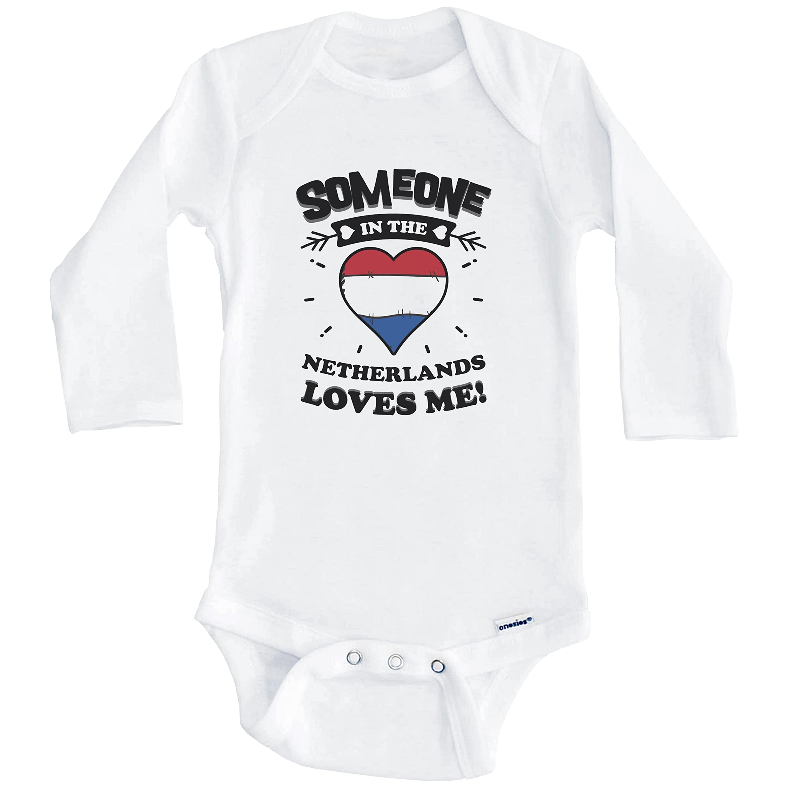 Dutch Heart One Piece Baby Bodysuit - Long Sleeve Cute Netherlands Love Design - Perfect for Newborn Photos, Family Gifts & Holiday Outfits