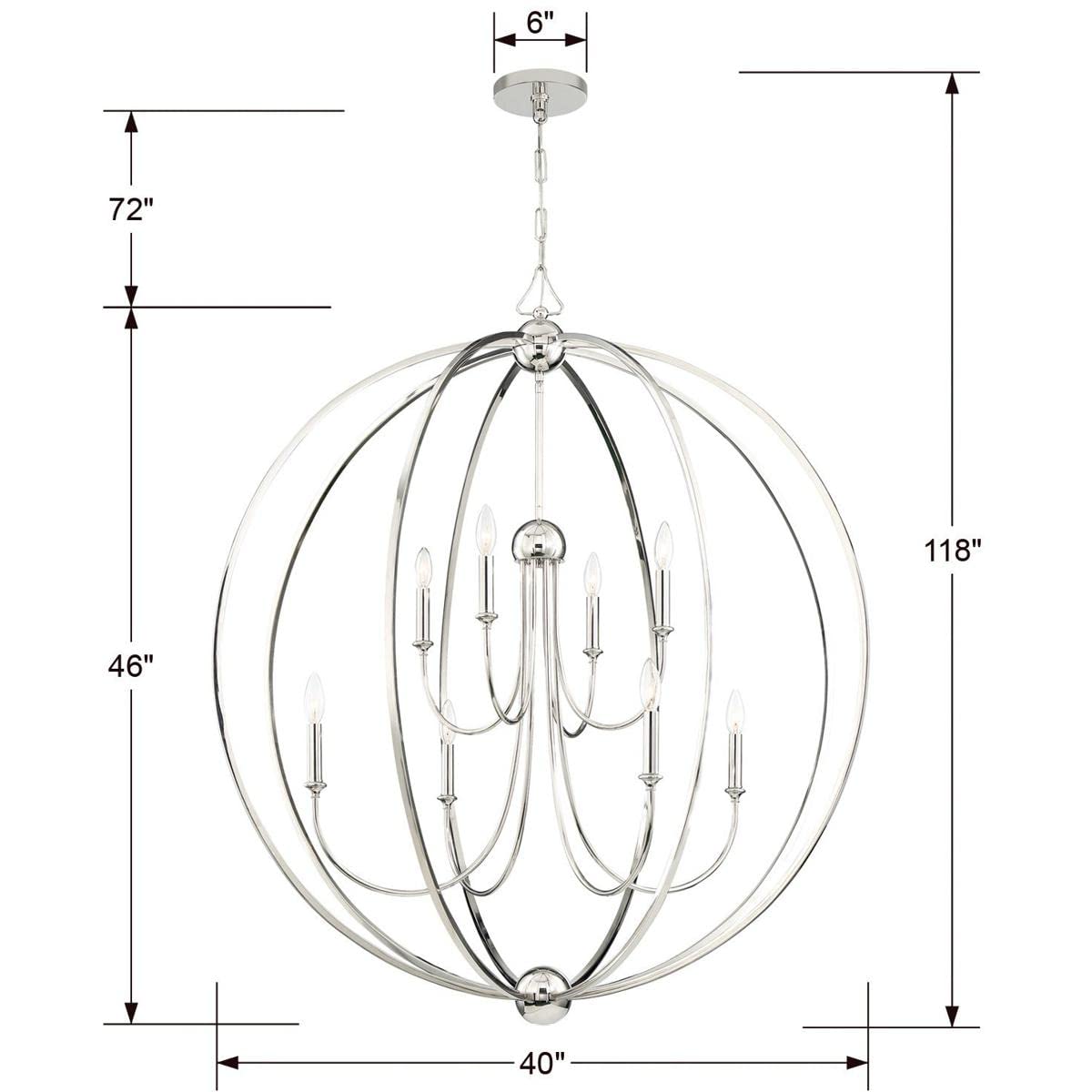 Stylish Crystorama Libby Langdon Sylvan 8-Light Polished Nickel Chandelier - Elegant Dining Room & Living Room Lighting Fixture for Modern Homes