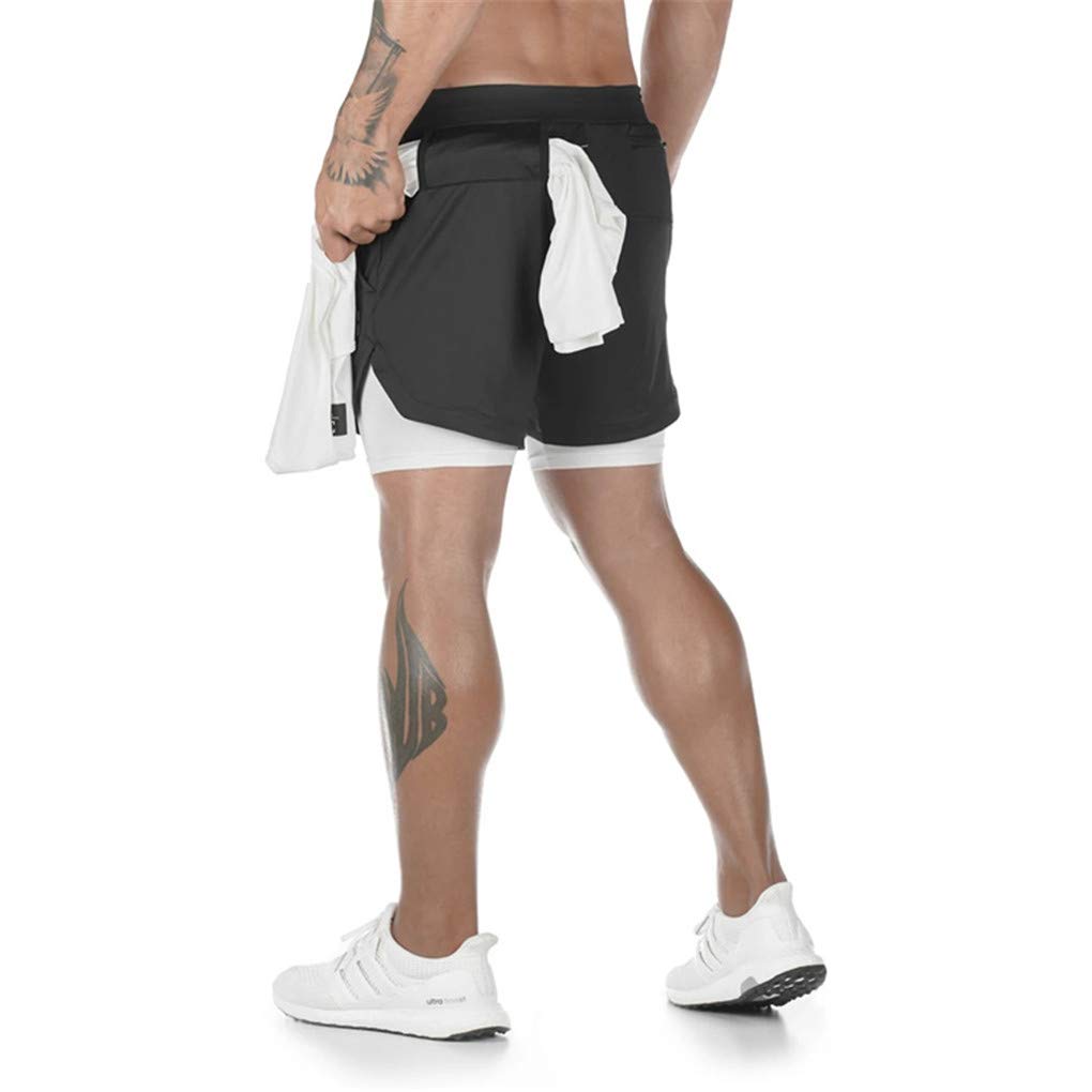 Shanghai Story Men's 2-in-1 Workout Running Shorts - Lightweight Quick-Dry Gym & Yoga Training Short Pants for Men - Perfect for Jogging, Basketball, and Outdoor Sports