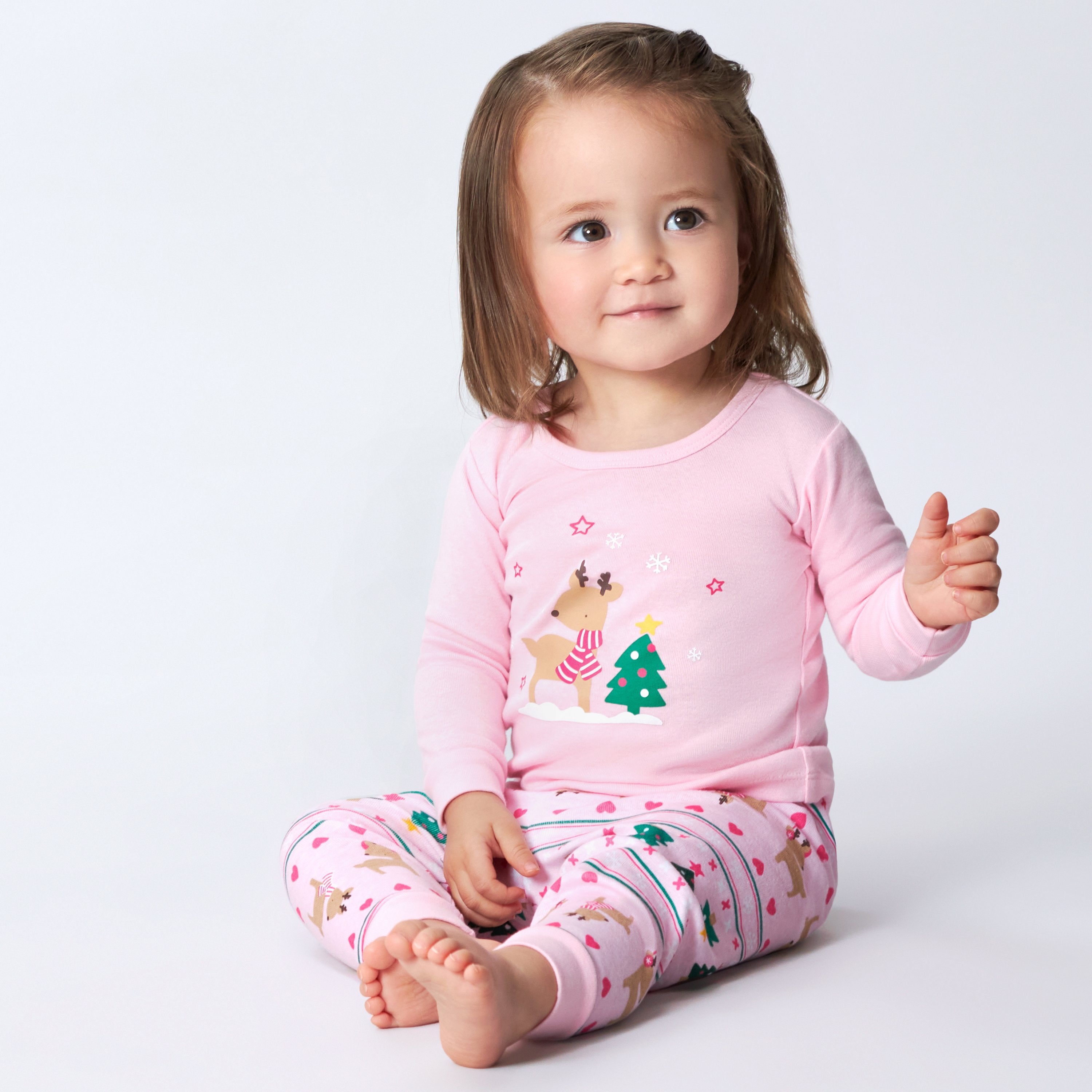2-Piece Infant & Toddler Girls Winter Wonderland Snug Fit Cotton Pajama Set - Cozy Sleepwear for Cold Nights & Holiday Family Gatherings