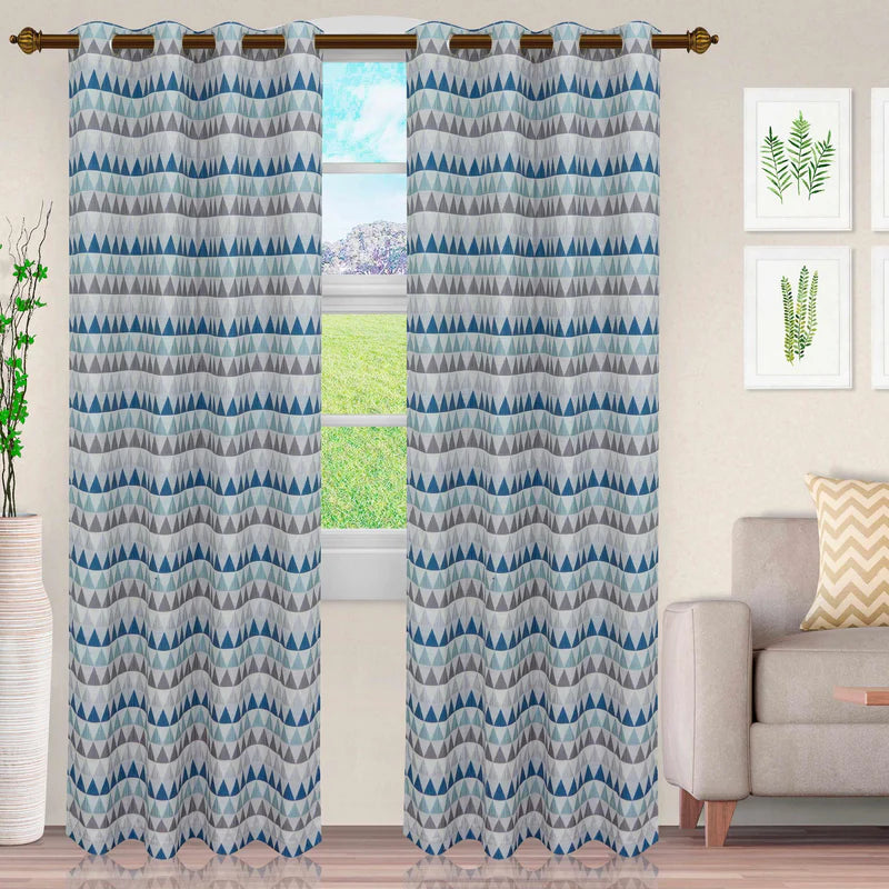 Scalene Semi-Sheer Jacquard Grommet Curtain Panel Set - Elegant Window Treatment for Living Room & Bedroom Decor