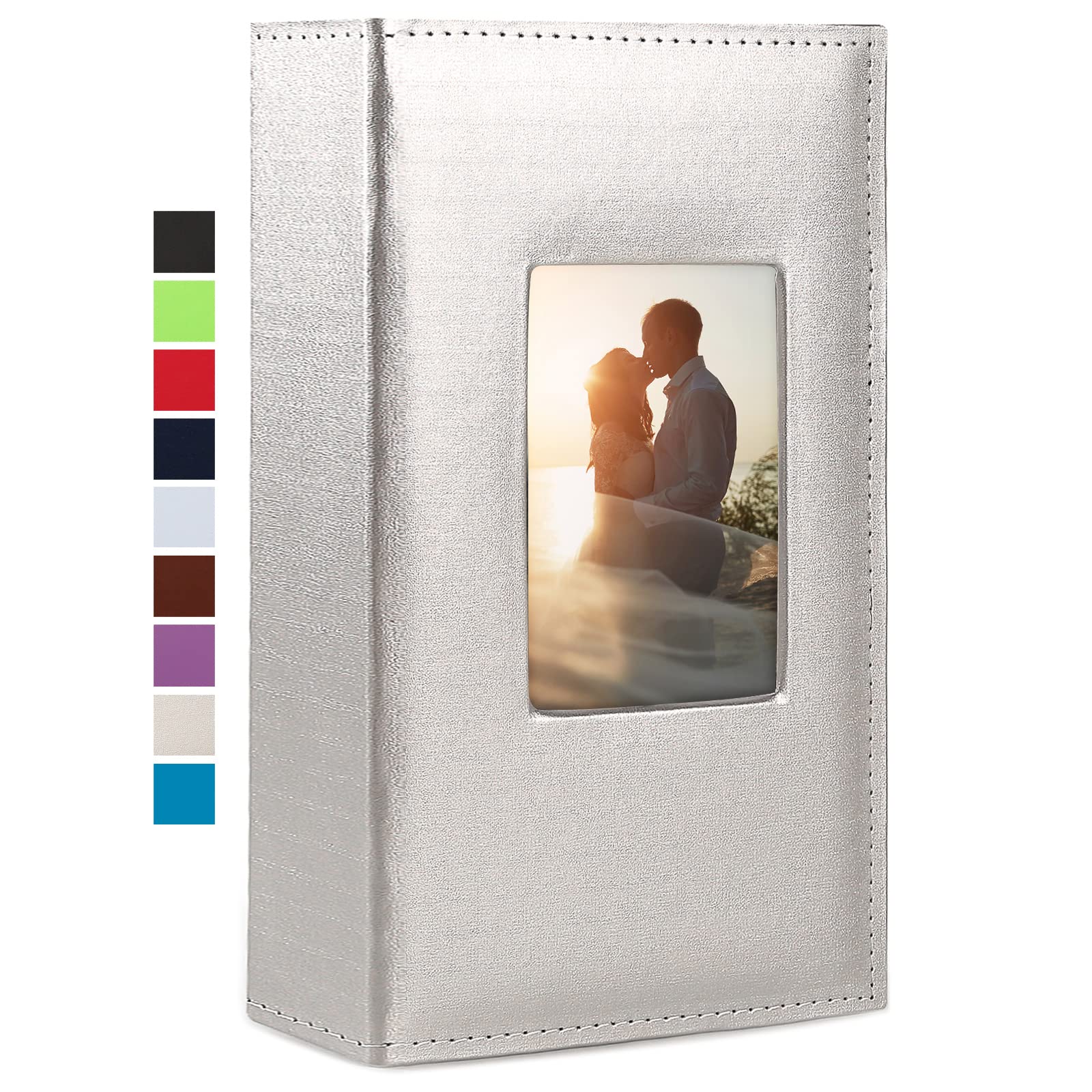 Vienrose 4x6 Photo Album with Leather Cover - Holds 420 Pictures, Extra Large Capacity, Slip-in Design with Pockets | Perfect for Baby Photos, Wedding Memories, Children's Growth & Vacation Scrapbooking (Grey)