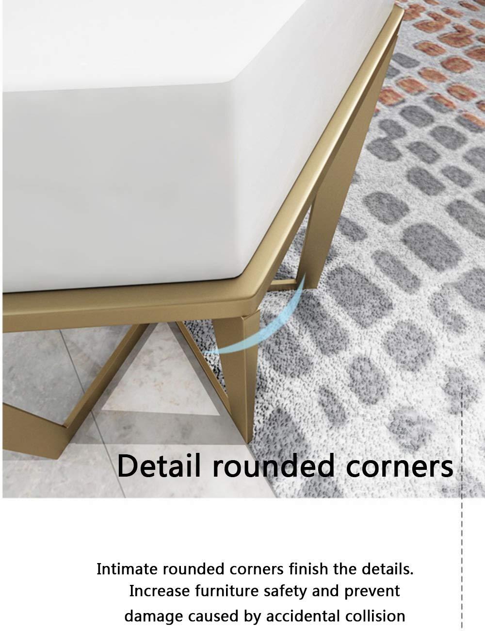 White Square Iron Side Table - 21.6