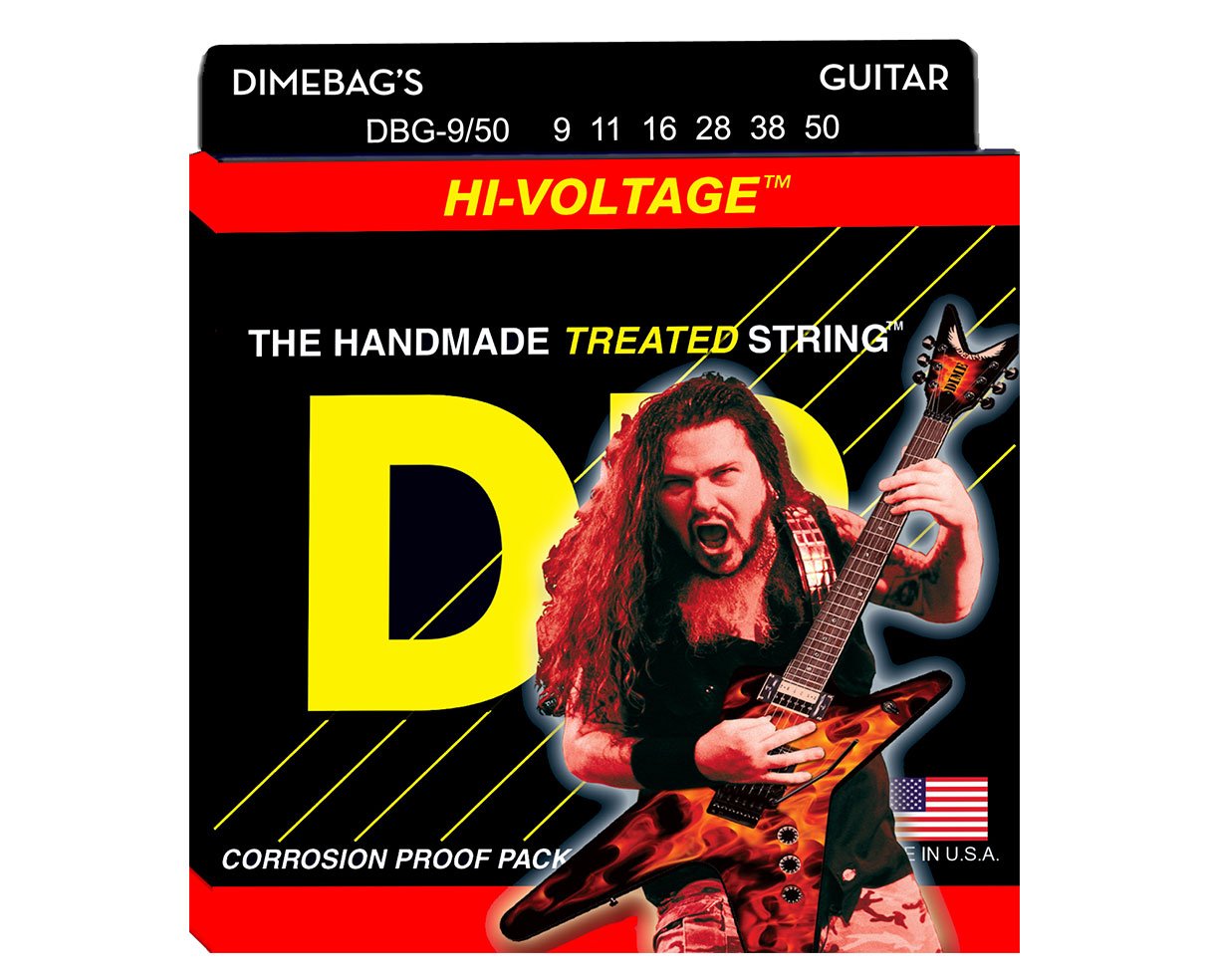 DR Strings DBG-9/50 Hi-Voltage Dimebag Darrell Signature Electric Guitar Strings - 9-50 Gauge for Heavy Metal & Rock - Perfect for Stage Performance & Recording