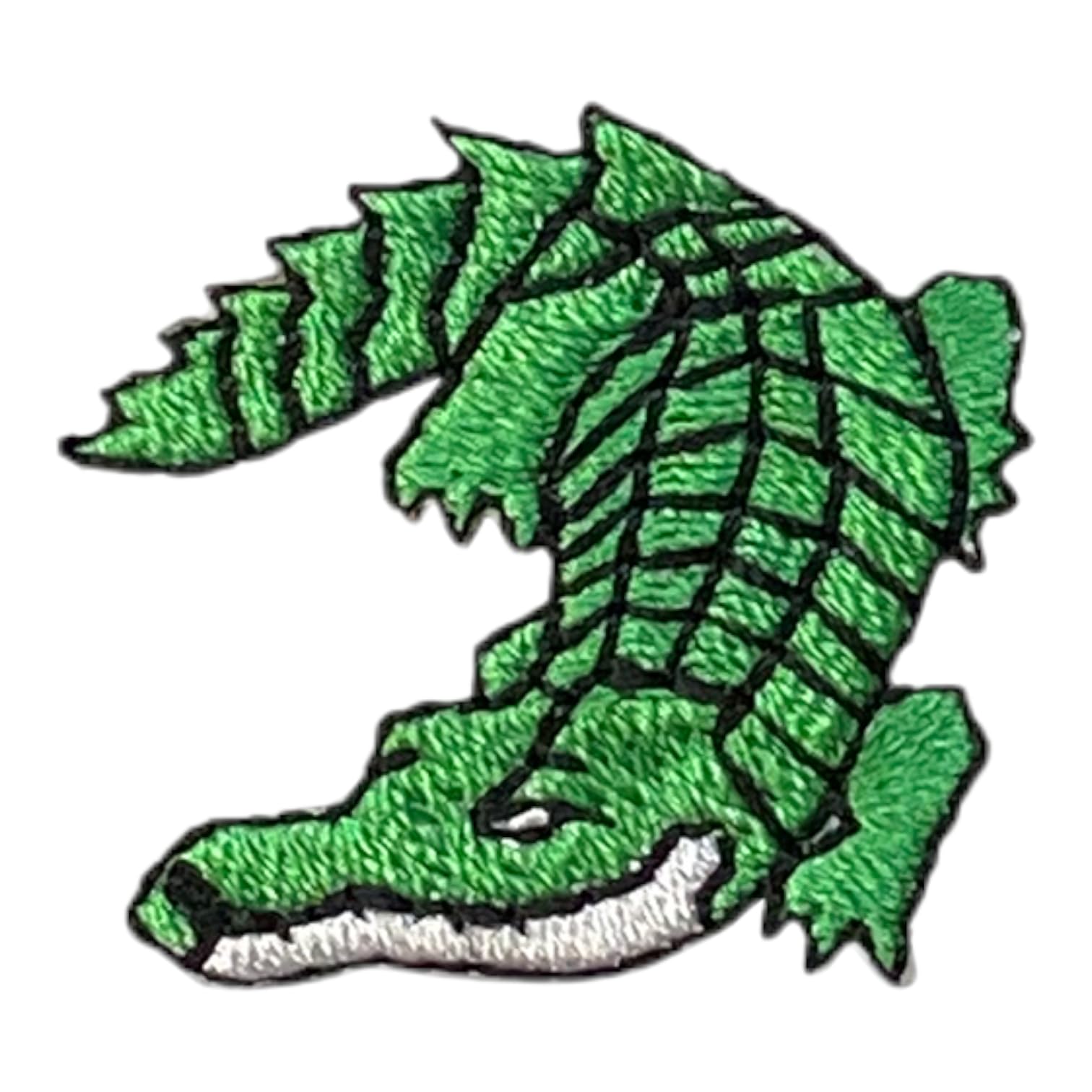 Green Alligator Embroidered Iron-On Patch for DIY Clothing, Hats & Bags – Perfect for Customizing Jackets, Backpacks & Denim