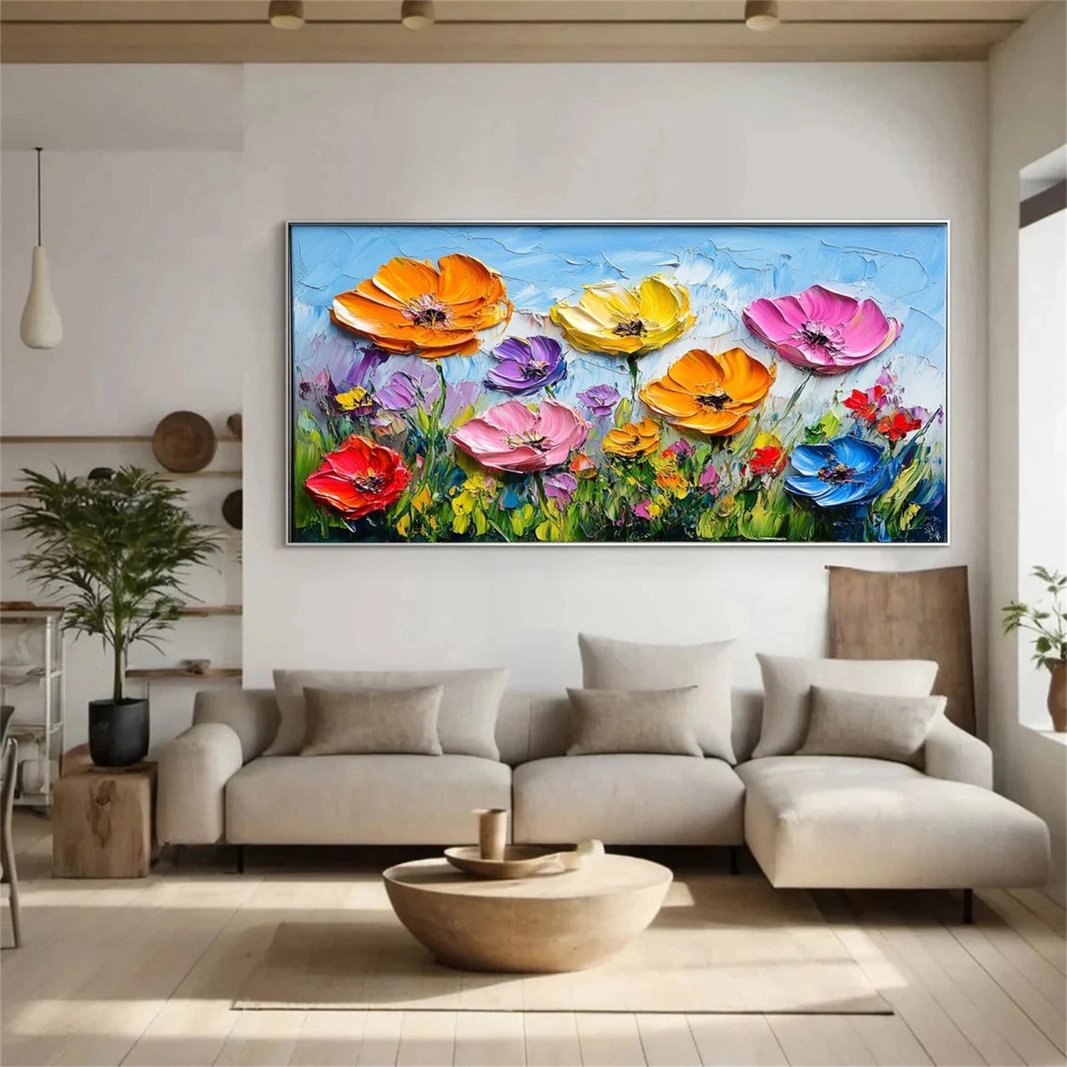 Beautiful Flower and Tree Painting #FT122 - Handmade Canvas Art for Home Decor, Living Room, Bedroom & Office Wall