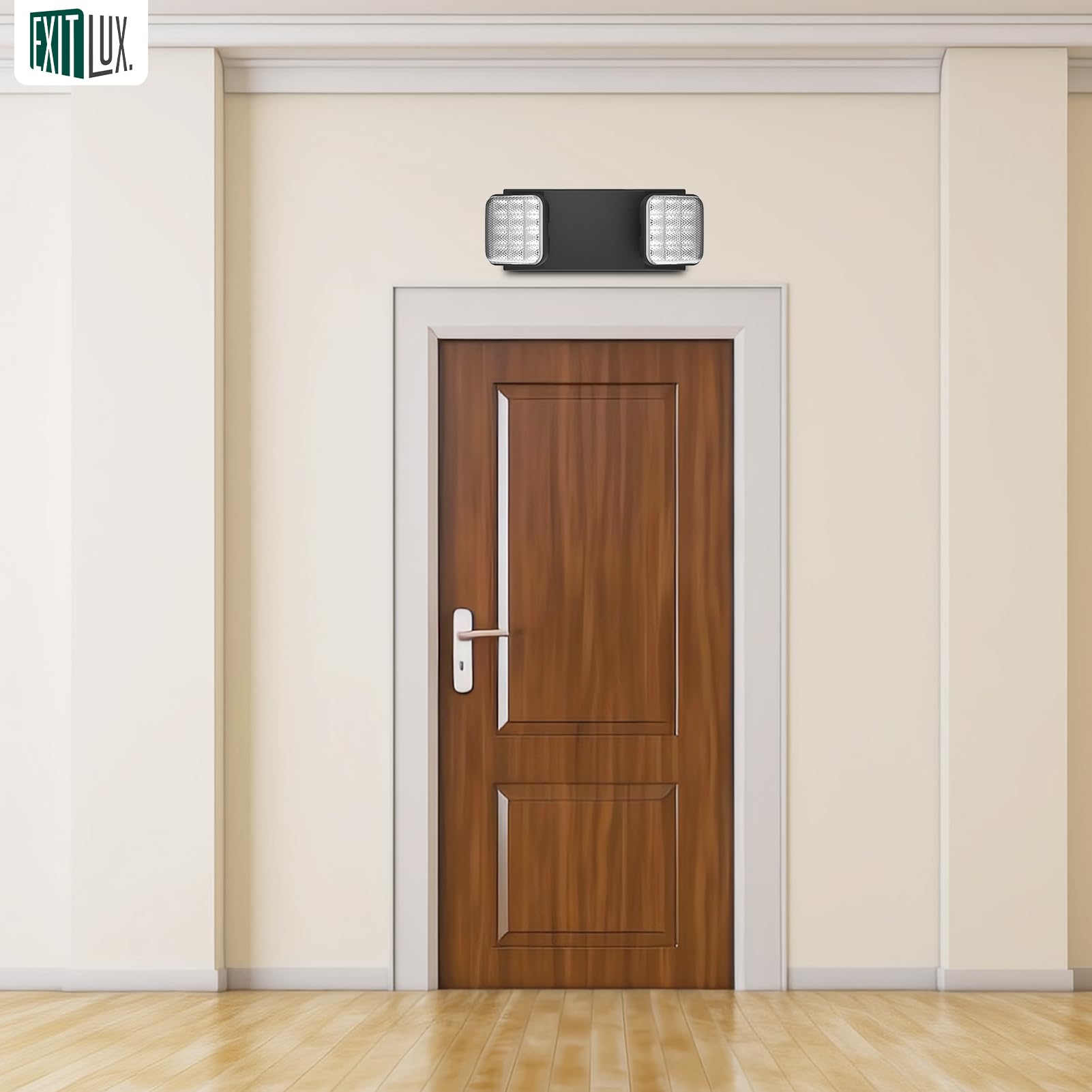 6 Pack Black LED Emergency Exit Lights with Backup Battery - UL Listed 120/277VAC - Two Head Adjustable Commercial Emergency Lighting Fixtures for Business - Perfect for Offices, Warehouses, and Public Buildings