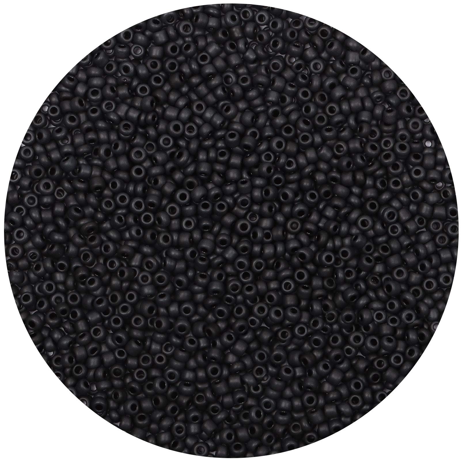 10,000pcs 2mm Glass Seed Beads Bulk - Matte Black 12/0 Small Pony Beads for DIY Jewelry Making, Bracelets, Necklaces & Craft Projects | Includes Tweezers - Perfect for Beading, Waist Beads & Spacer Bead Designs