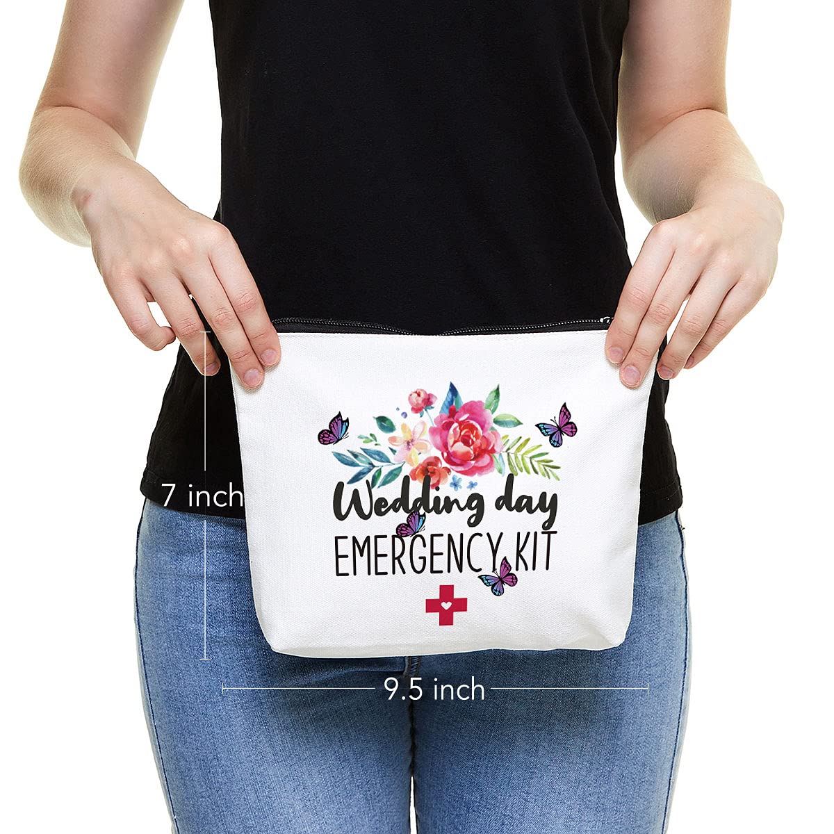 Fokongna Wedding Emergency Kit - Same Day Delivery Cosmetic Bag for Bride & Bridesmaids, Bridal Shower Gift, Bachelor Party Toiletries Travel Pouch - Perfect for Wedding Day Prep, Honeymoon & Travel Essentials
