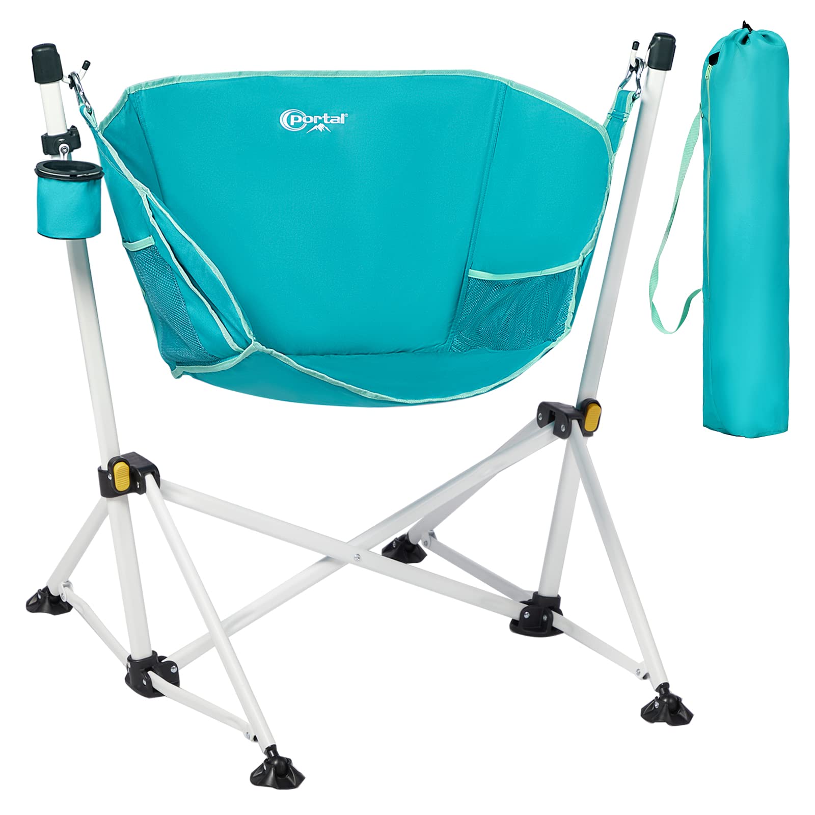 **PORTAL Hammock Camping Chair - Foldable Rocking Chair with Cup Holder, Portable Swinging Chair for Outdoor, Lawn, Backyard, Patio, Car Camping, Sports & Concerts - Supports 350 lbs (Blue) - Perfect for Relaxing, Lounging & Adventure Trips**