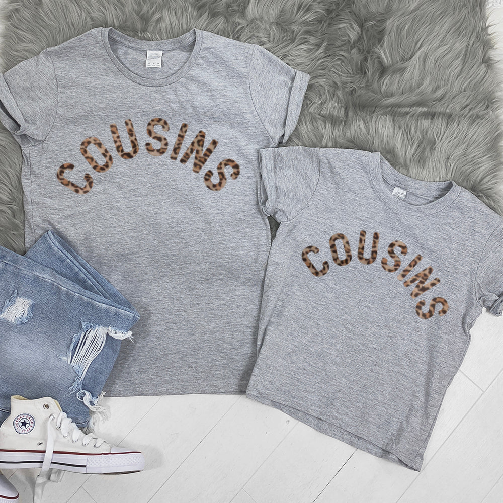 Stylish Cousins Leopard Print Heather Grey T-Shirt (MRK X) - Perfect for Casual Wear, Street Fashion & Everyday Outfits
