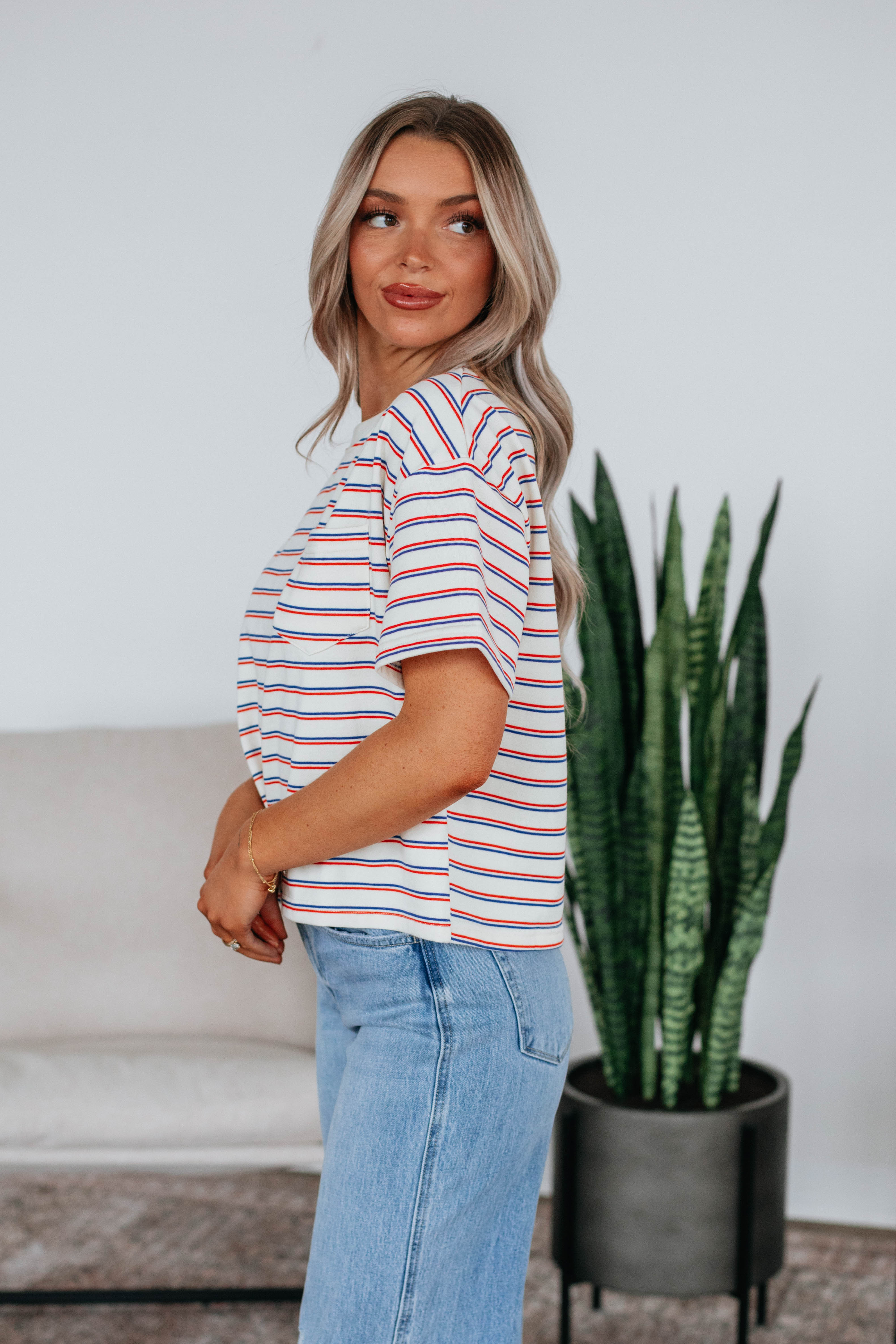 Kjerstin Striped Women's T-Shirt - Casual Short Sleeve Blouse for Summer Outfits & Everyday Wear
