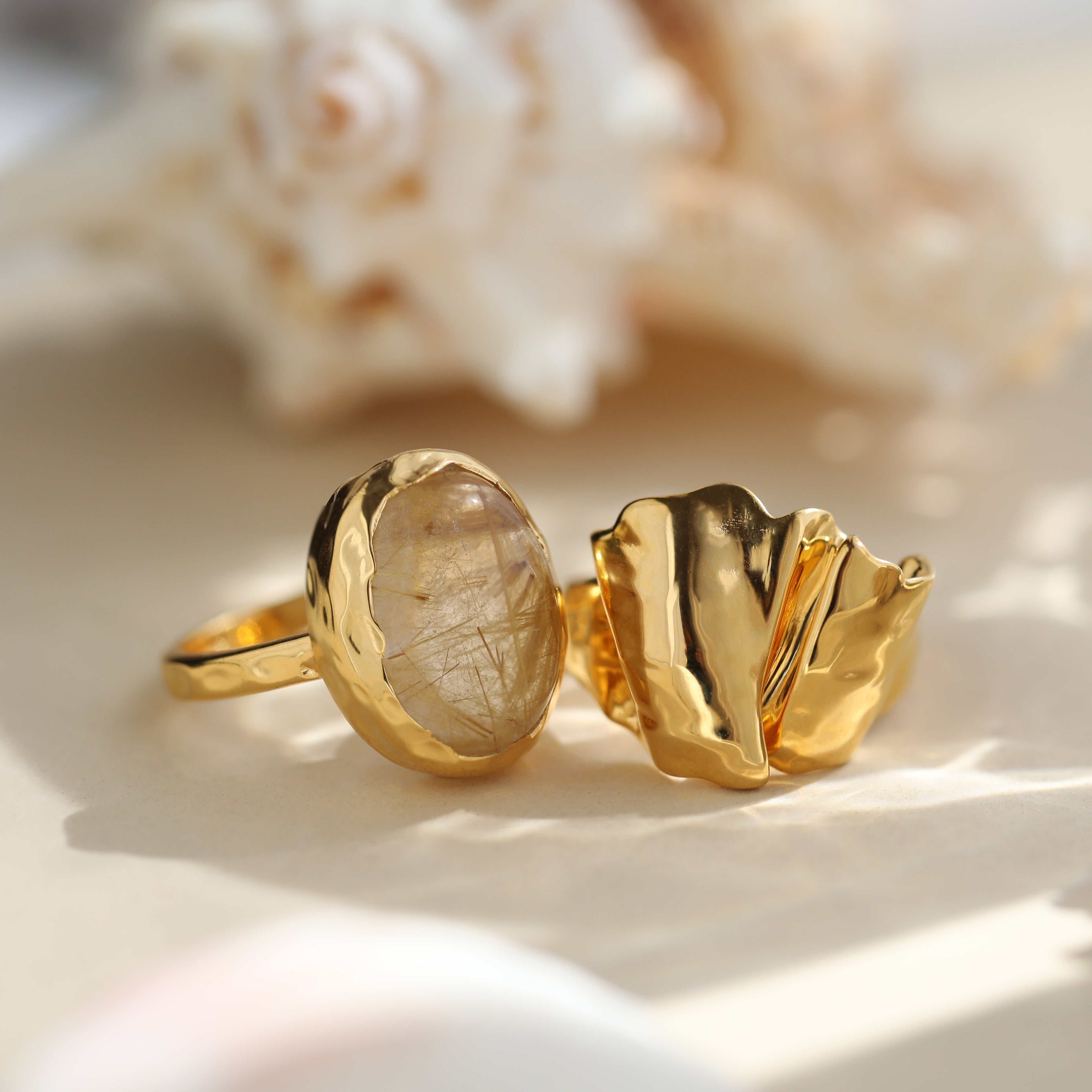 Caramel Quartz Molten Statement Ring for Women - Elegant Handmade Jewelry for Parties, Weddings & Special Occasions