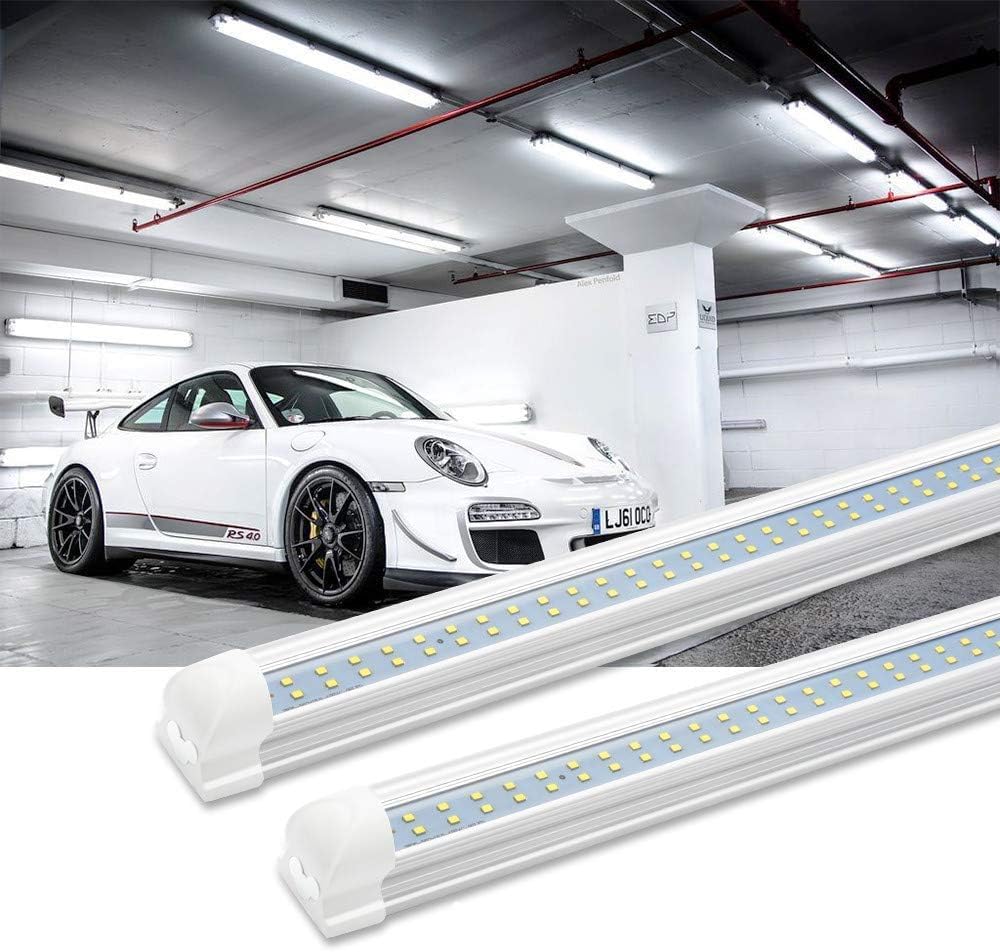 SHOPLED 8FT LED Shop Light - 72W 9360LM 6000K Cool White Ceiling Fixture, T8 LED Tube Light for Garage, Warehouse & Workshop (4 Pack) - Bright Lighting Solution for Industrial Spaces & Home Garages
