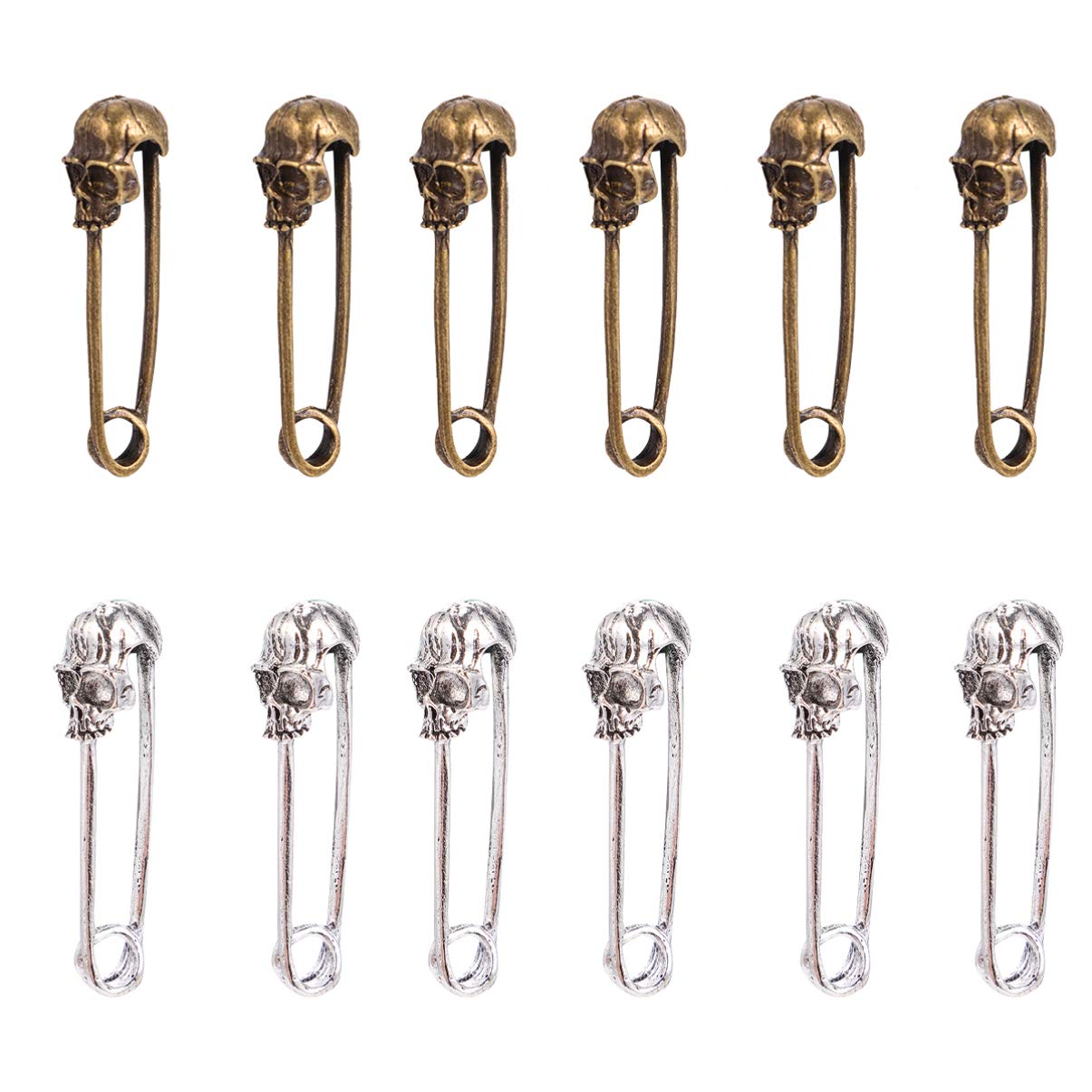 EXCEART 20pcs Skull Head Safety Pins - Brooches, Sewing Pins & Jewelry Connectors for DIY Crafts, Clothes & Accessories | Perfect for Home Office, Fashion Design & DIY Projects