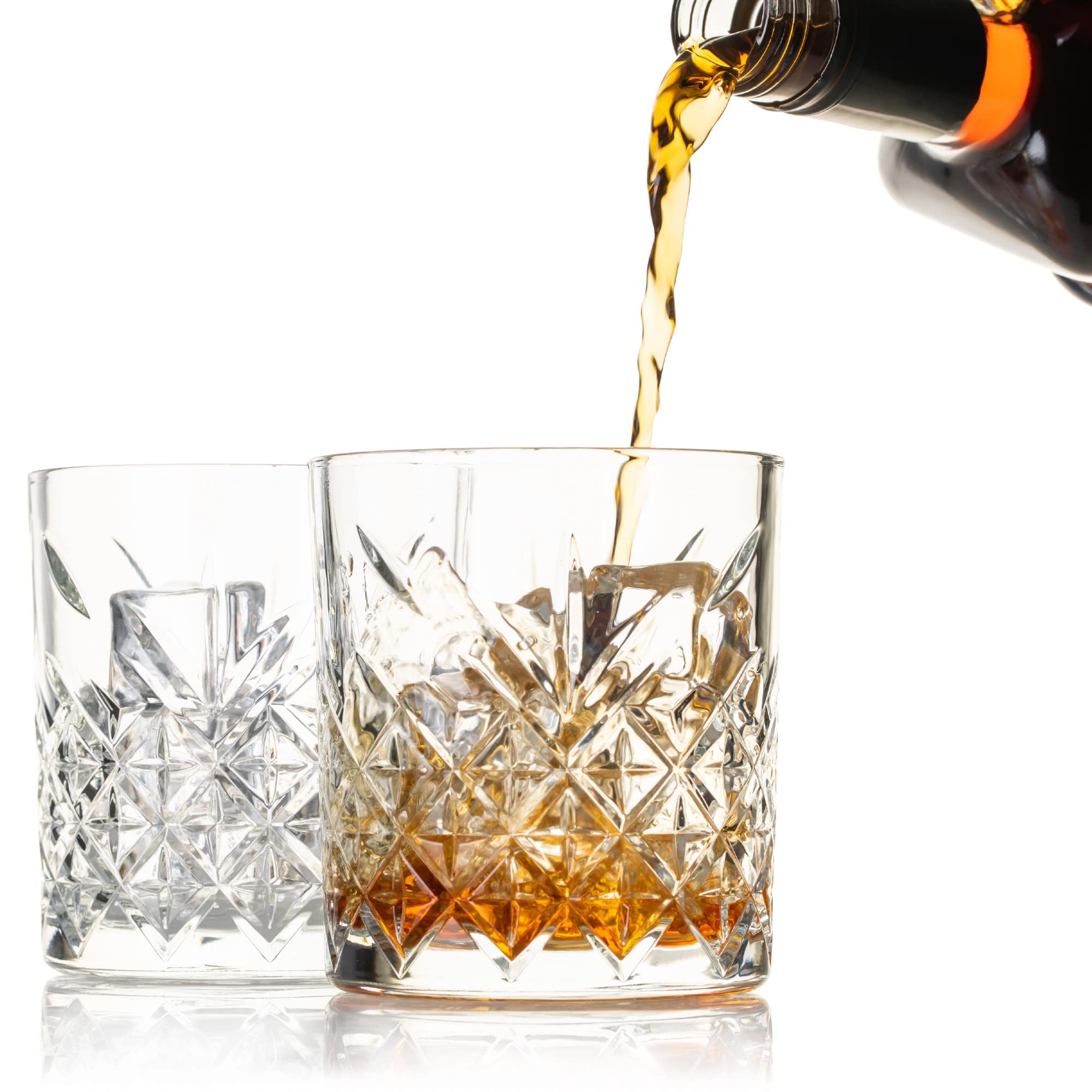 Bezrat 6-Piece Whiskey Glass Set - 10 oz Scotch & Bourbon Glasses for Cocktails & Gifts - Perfect for Home Bar & Parties