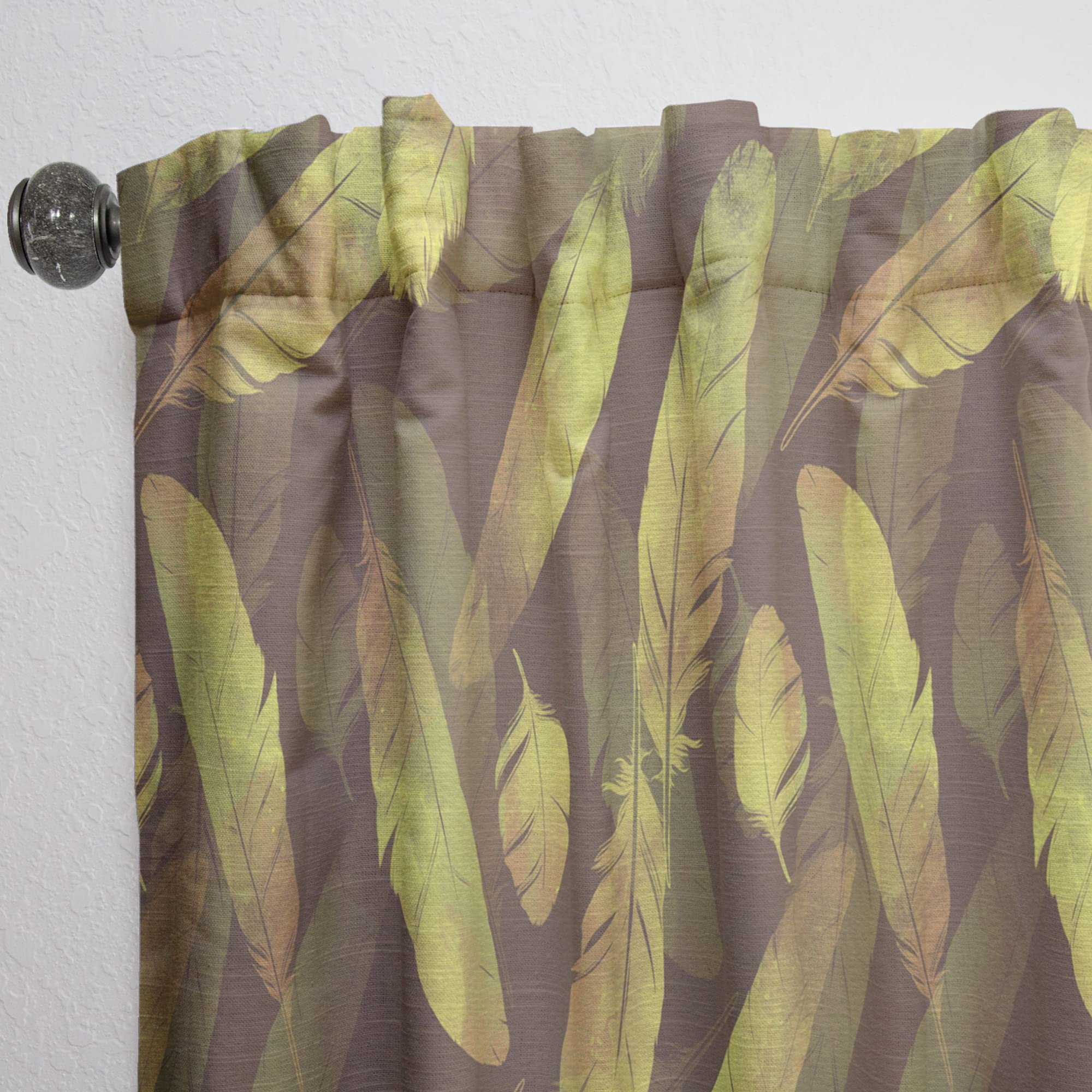 DesignQ Thermal Insulated Blackout Curtains - Bird Feathers Pattern Single Panel 52x84 Inches - Elegant Window Treatments for Bedroom & Living Room - Perfect for Privacy, Light Control & Energy Saving