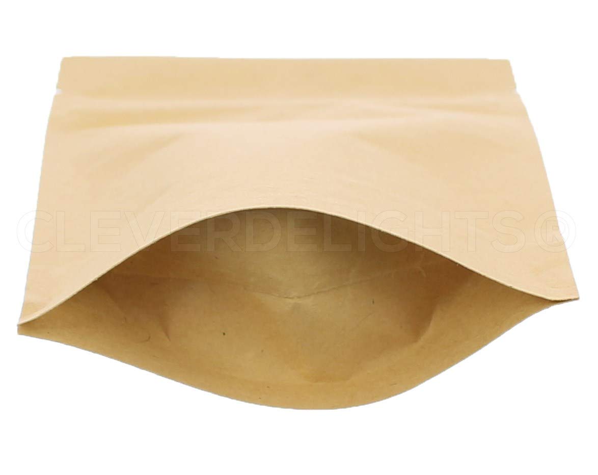 CleverDelights 2oz Kraft Stand Up Pouches - 1000 Pack Resealable Bags (4