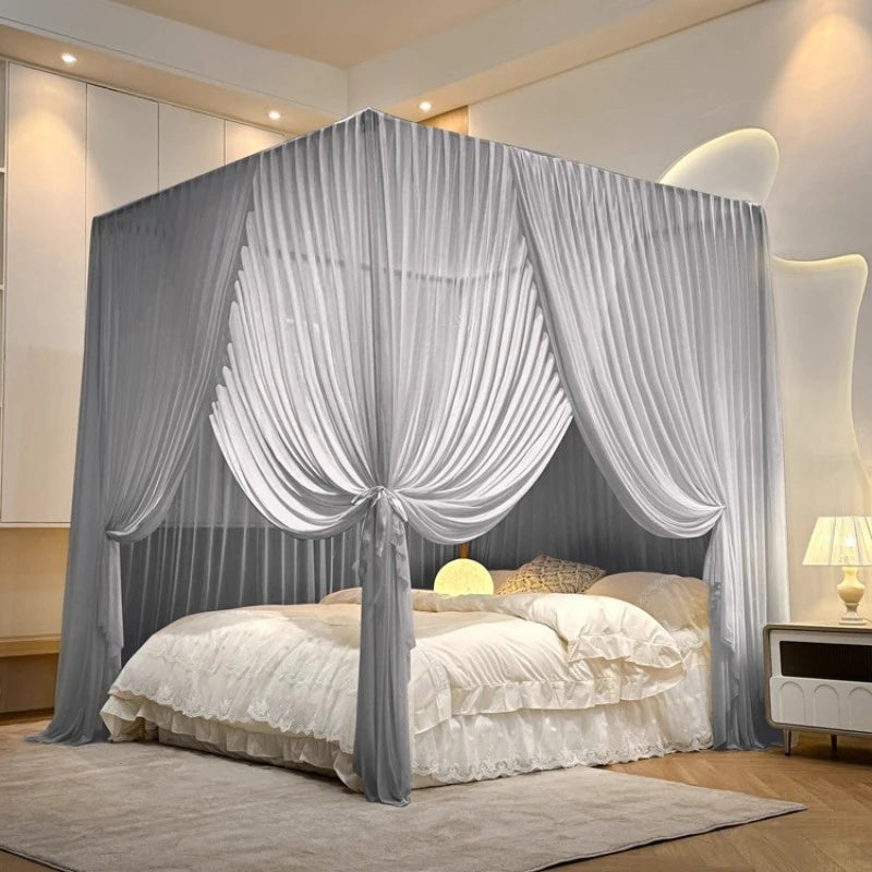 Luxury Silky Semi-Sheer Canopy Bed Curtain - Elegant Sheer Fabric for Romantic Bedroom Decor, Wedding, Nursery & Boho Chic Home Decor