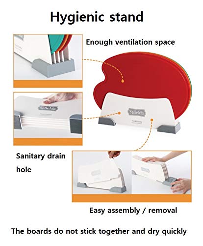 Premium TPU Food Palette W - 4-Piece Non-Slip Kitchen Cutting Board Set (3 Boards + 1 Cradle) - Durable, Hygienic for Meat, Vegetables & Meal Prep