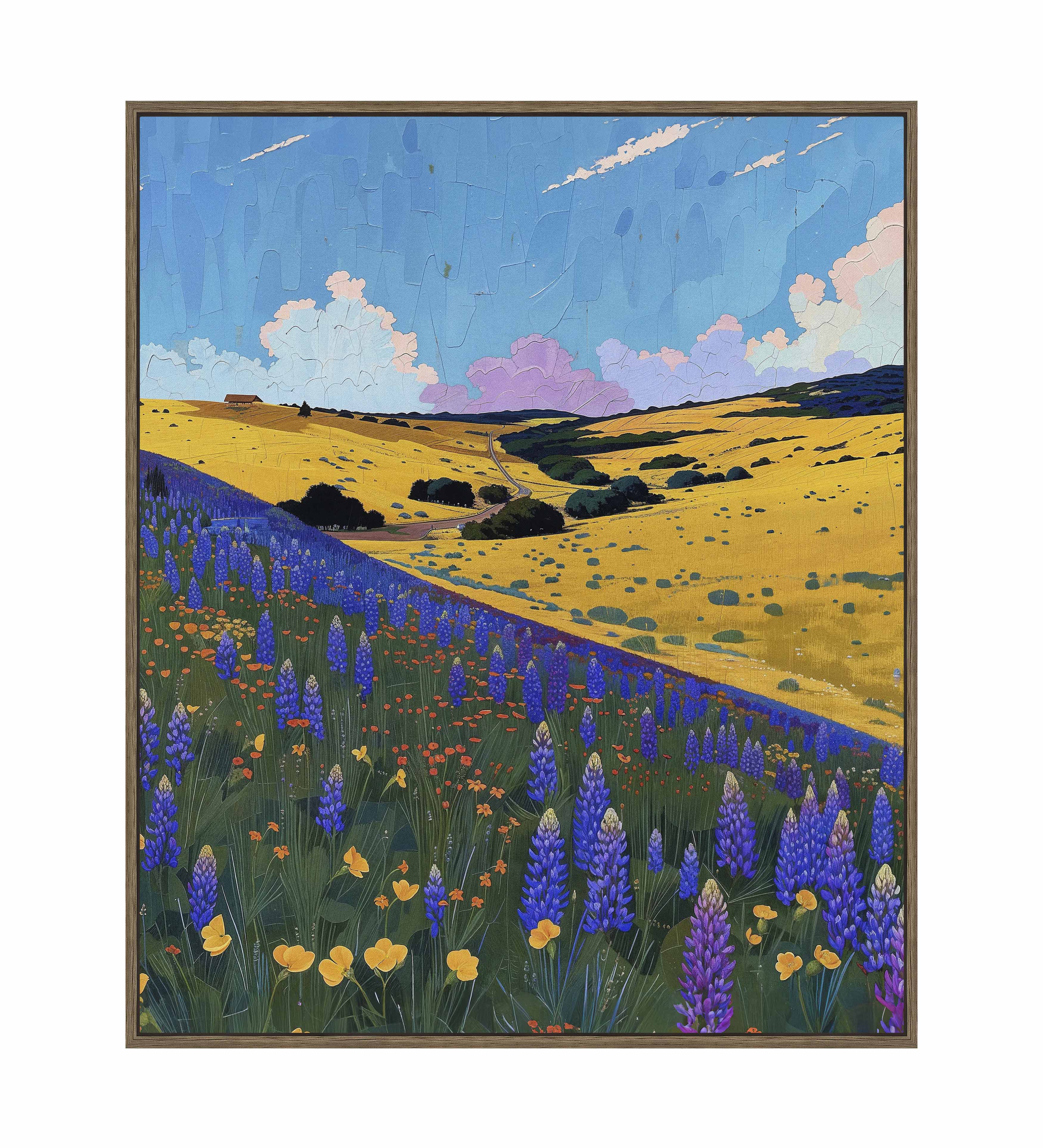 Bluebonnet Breeze II Gallery Wrapped Canvas - Premium Floral Wall Art Decor for Living Room, Bedroom & Office - Ready to Hang Home Decoration