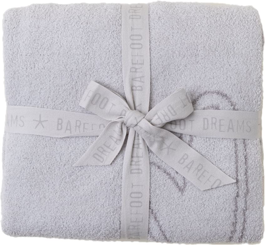 Barefoot Dreams CozyChic Heart Blanket - Ultra Soft Lightweight Decorative Throw Blanket 45x60 Inches in Joy Silver - Perfect for Sofa, Bed, and Gift Giving