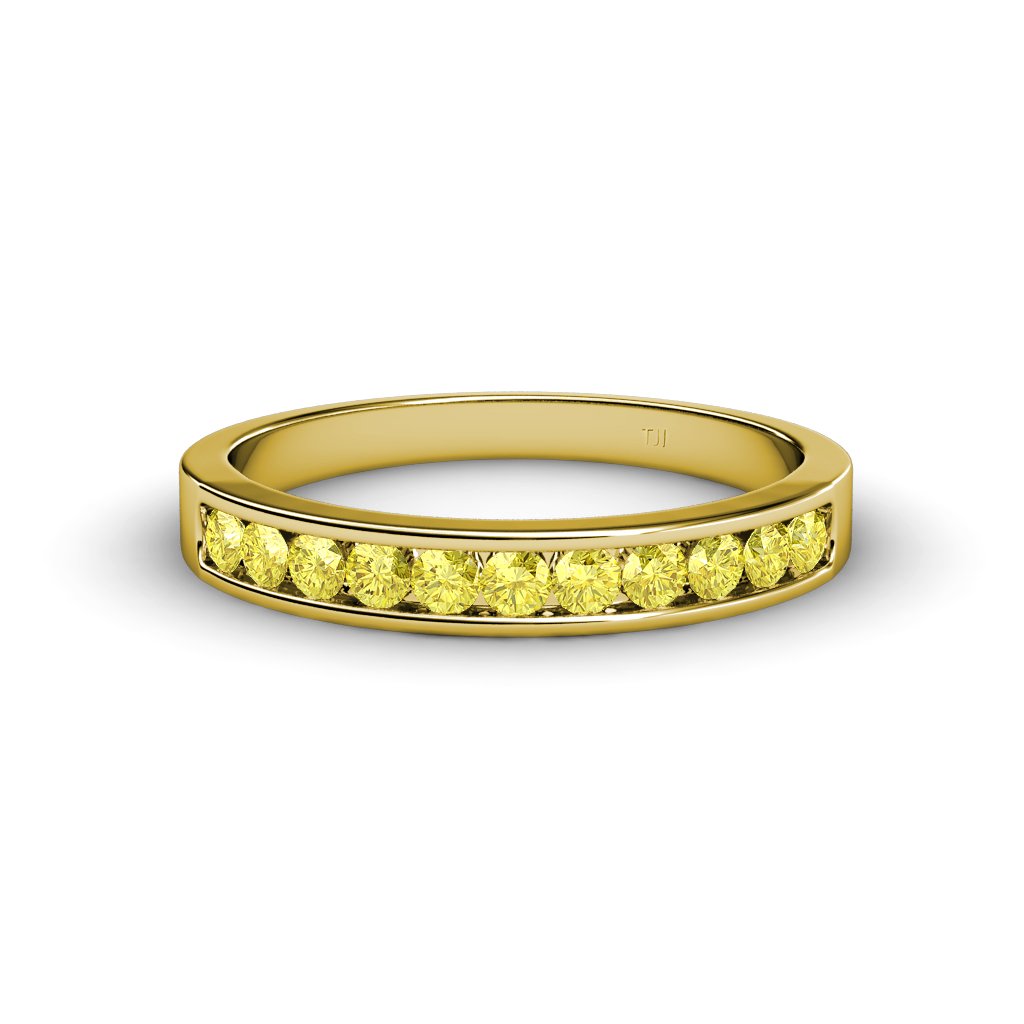 11 Stone Yellow Sapphire Channel Set Wedding Band - 0.36ctw 18K Yellow Gold Ring for Women - Perfect for Engagement, Anniversary & Bridal Jewelry Gifts