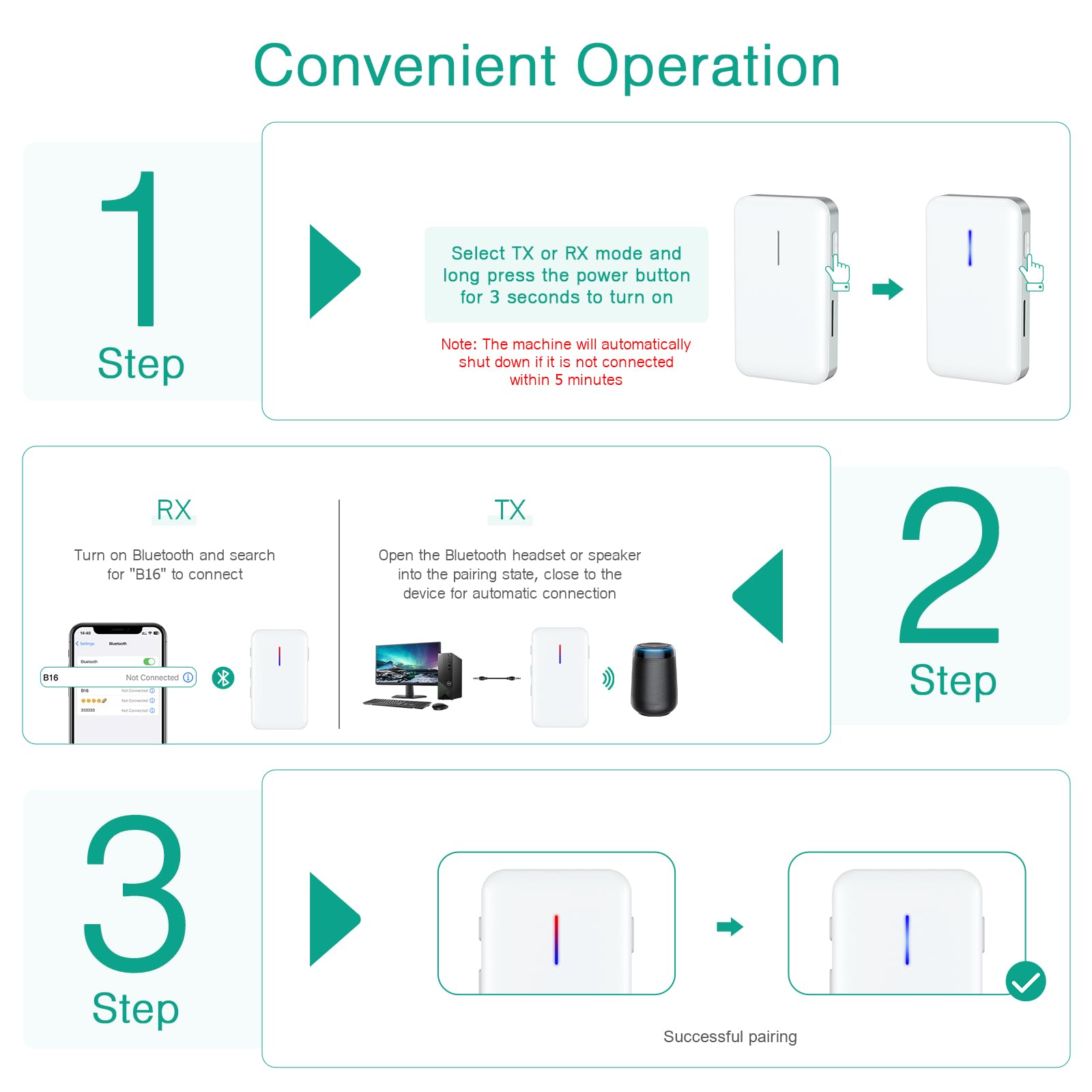 ORIA Bluetooth 5.3 Transmitter and Receiver 2-in-1 Wireless Audio Adapter with TF Card Slot, Volume Control & Noise Cancellation - 3.5mm Aux Bluetooth Converter for TV, PC, Headphones, Speakers, Home Stereo - Perfect for Home Entertainment & Wireless Audio Streaming