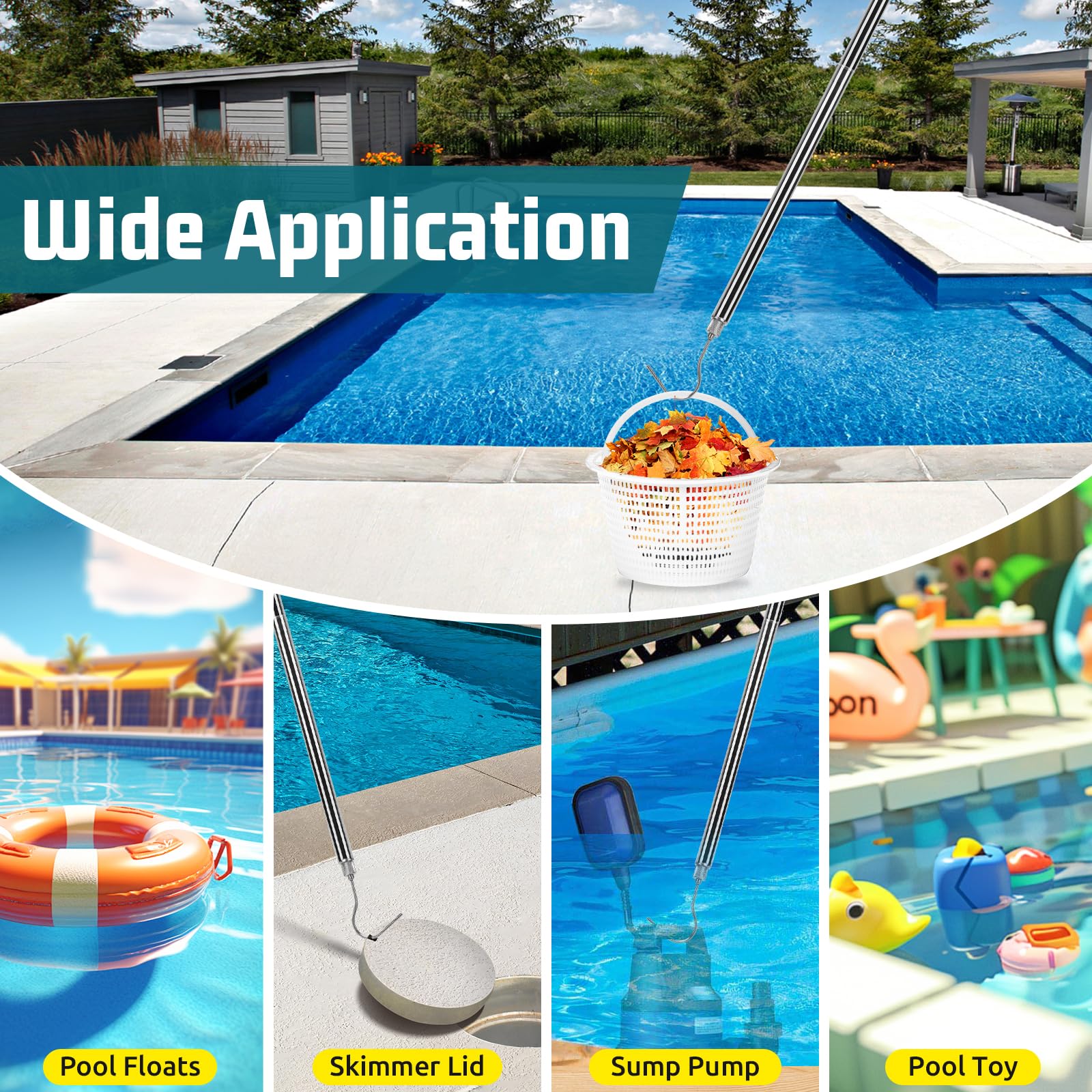 Robotic Pool Cleaner Hook - 68 Inch Telescopic Retrieval Pole for Swimming Pool Vacuum Accessories | Easy Grab & Lift for Automatic Pool Cleaners | Perfect for In-Ground & Above-Ground Pools